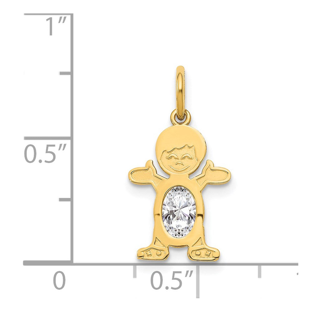 14K Boy 6x4 Oval Genuine White Topaz-April
