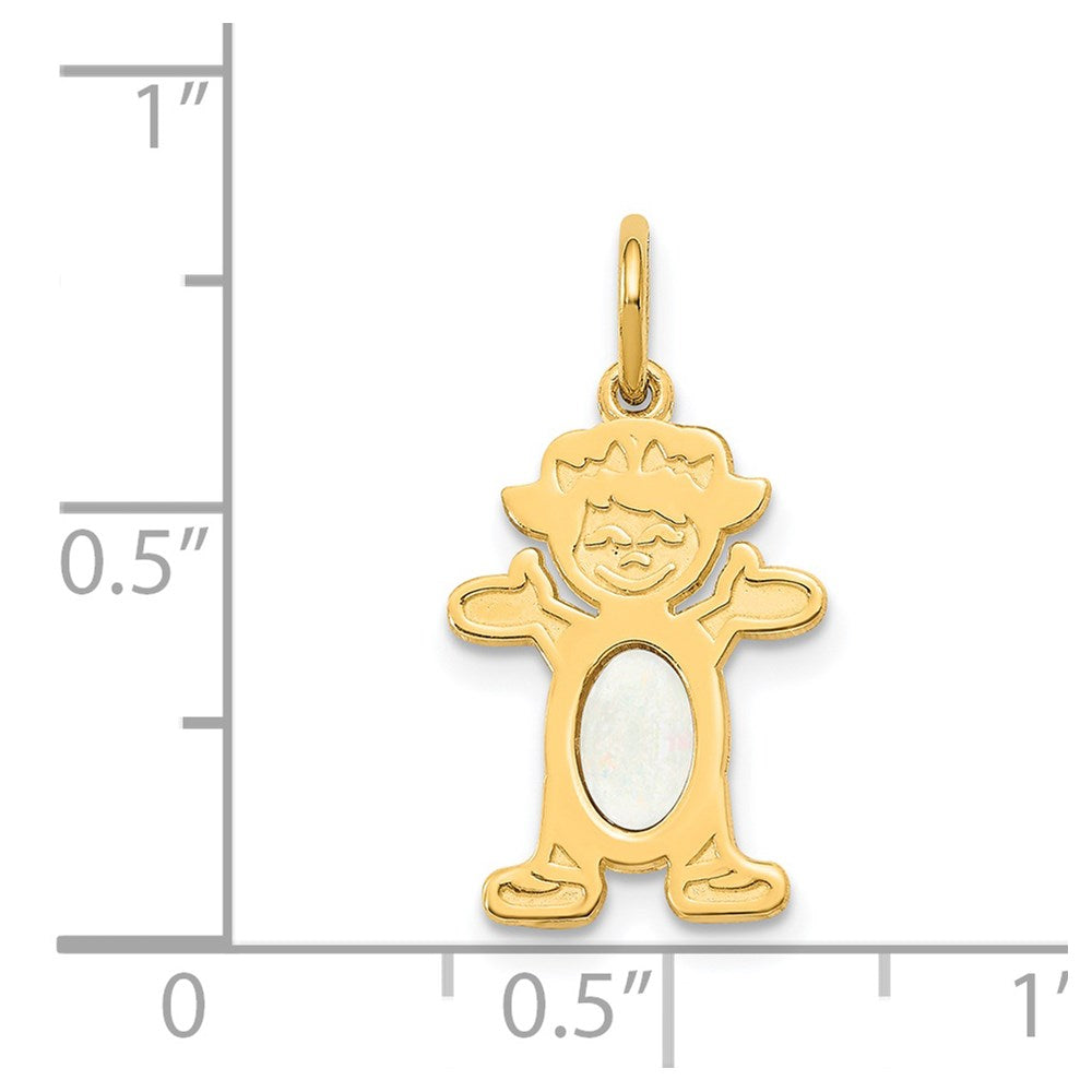 14K Girl 6x4 Oval Genuine Opal-October