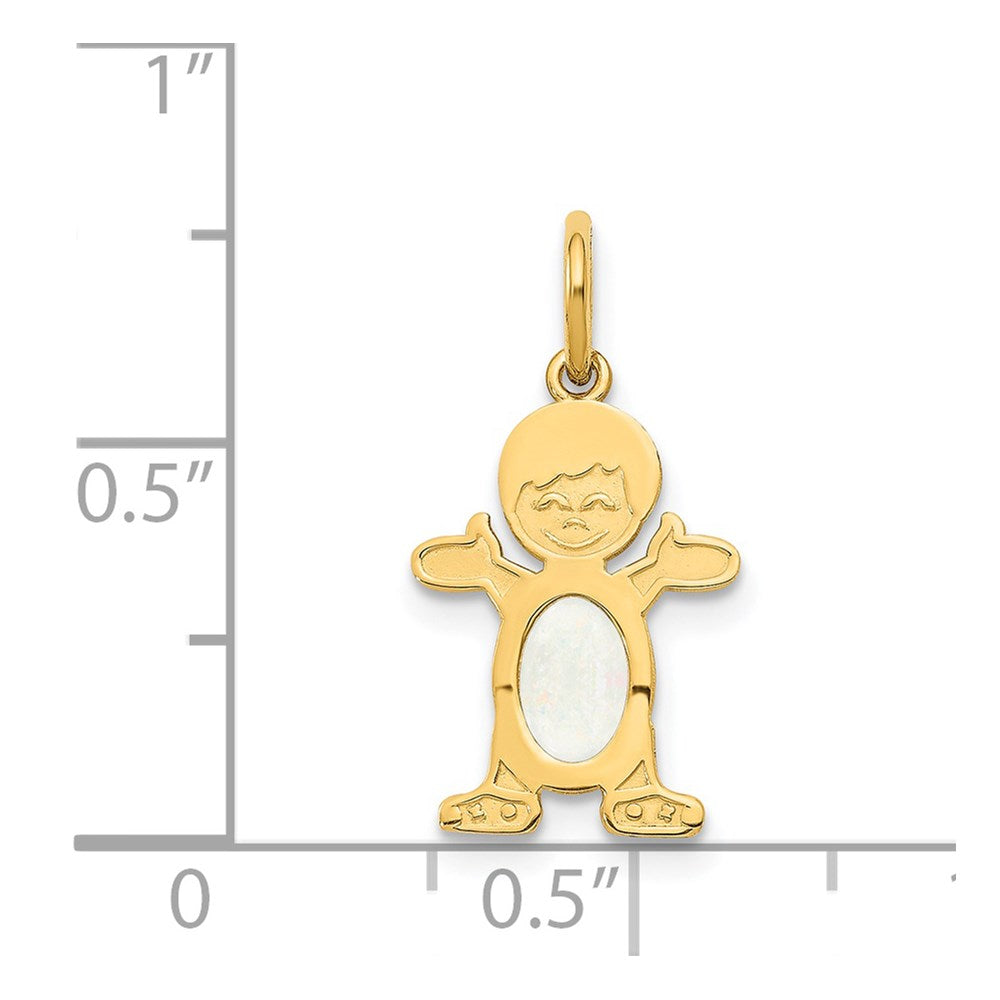 14K Boy 6x4 Oval Genuine Opal-October