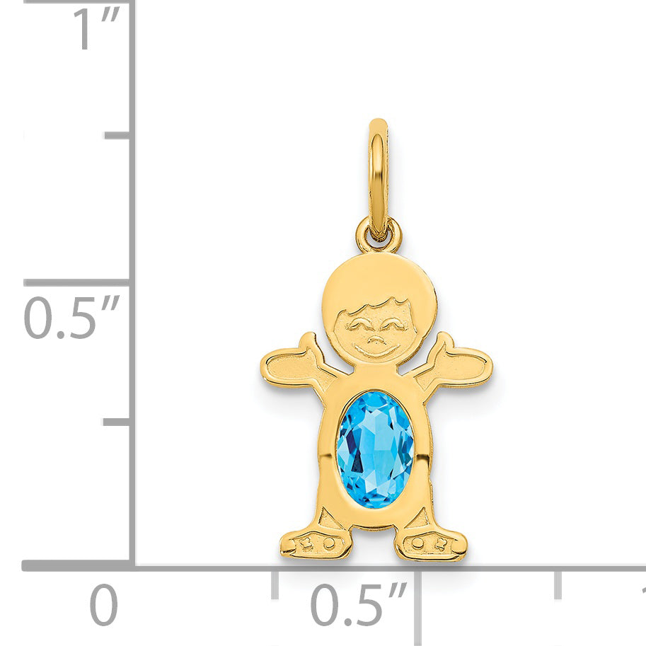 14K Boy 6x4 Oval Genuine Blue Topaz-December