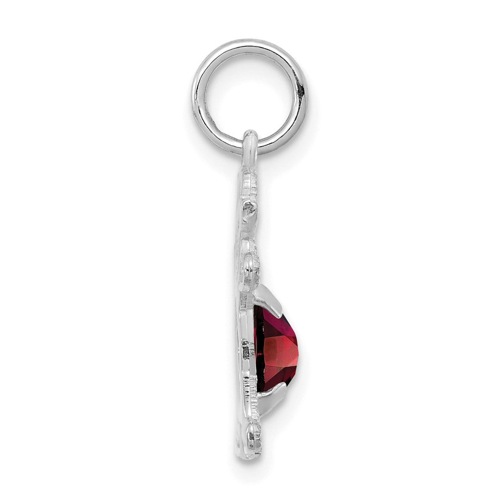 14K White Gold Girl 6x4 Oval Genuine Garnet-January