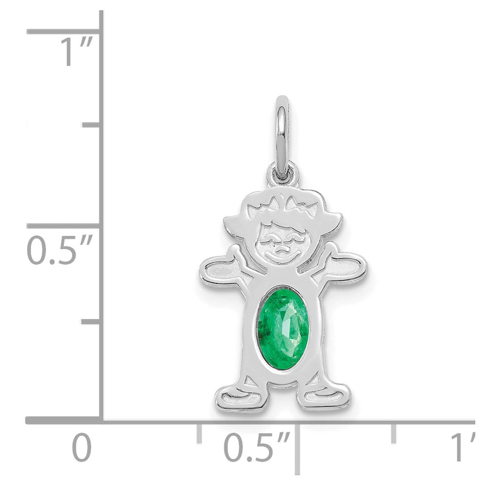 14K White Gold Girl 6x4 Oval Genuine Emerald-May