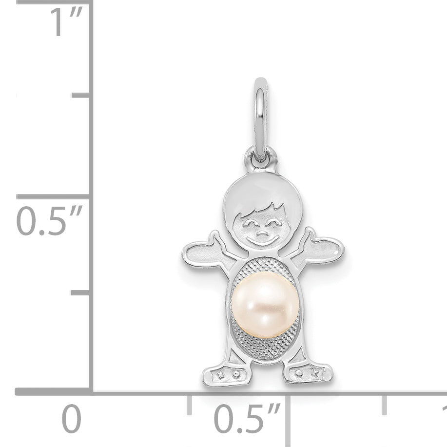14K White Gold Boy 4mm FW Cultured Pearl-June