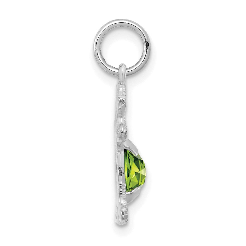 14K White Gold Girl 6x4 Oval Genuine Peridot-August