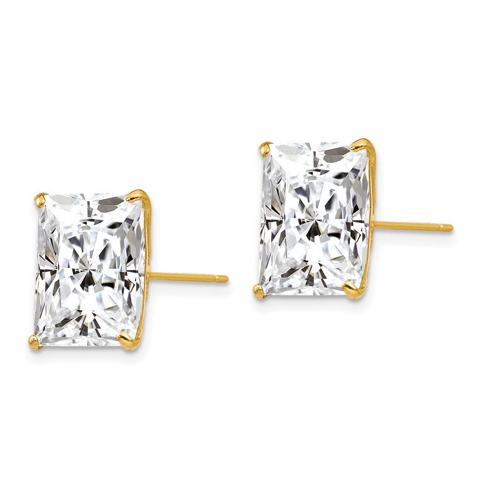 14k 12mm Square CZ Post Earrings