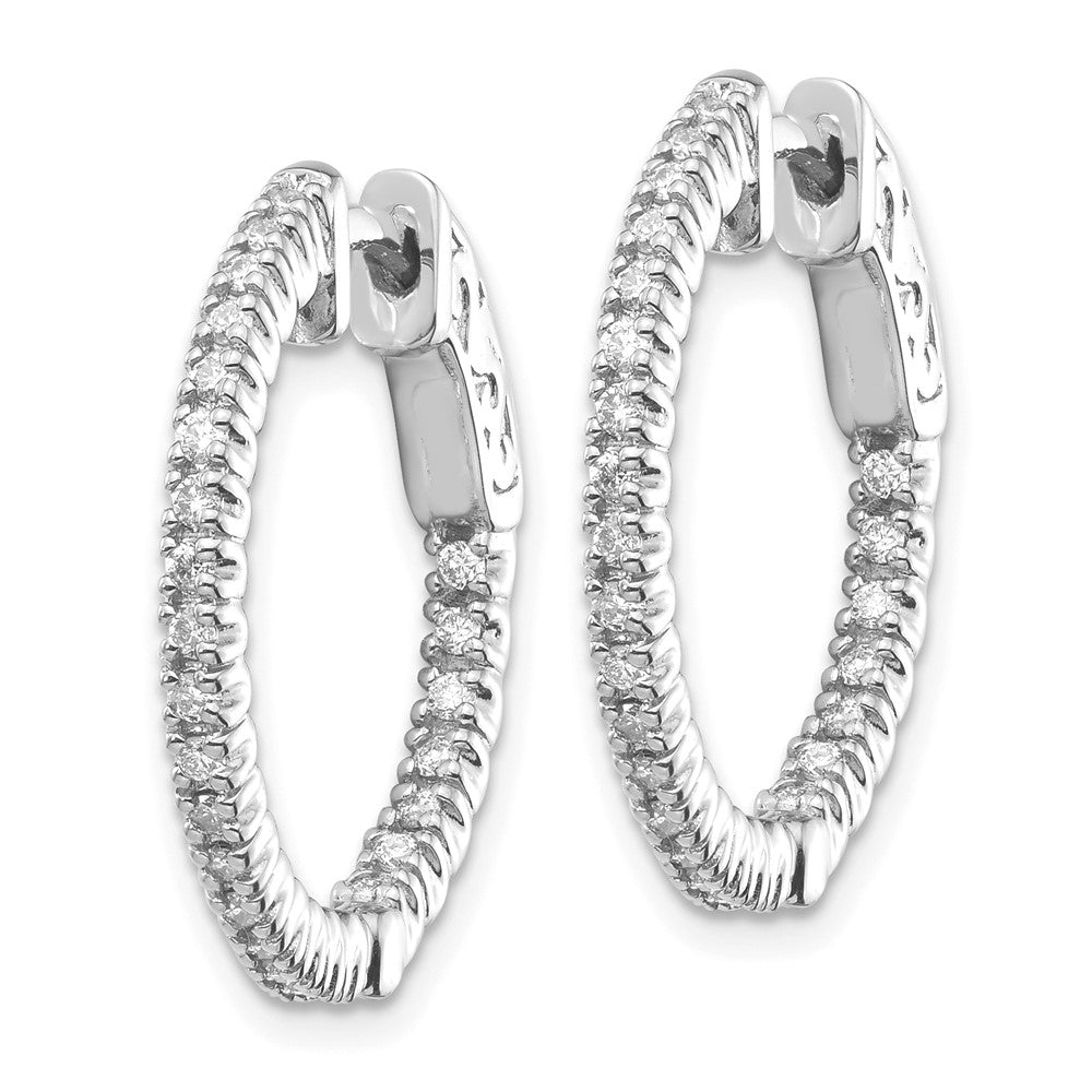 14kw Oro Spotlight Lab Grown Dia. SI+, H+, Round Hoop w/Safety Clasp Earrings