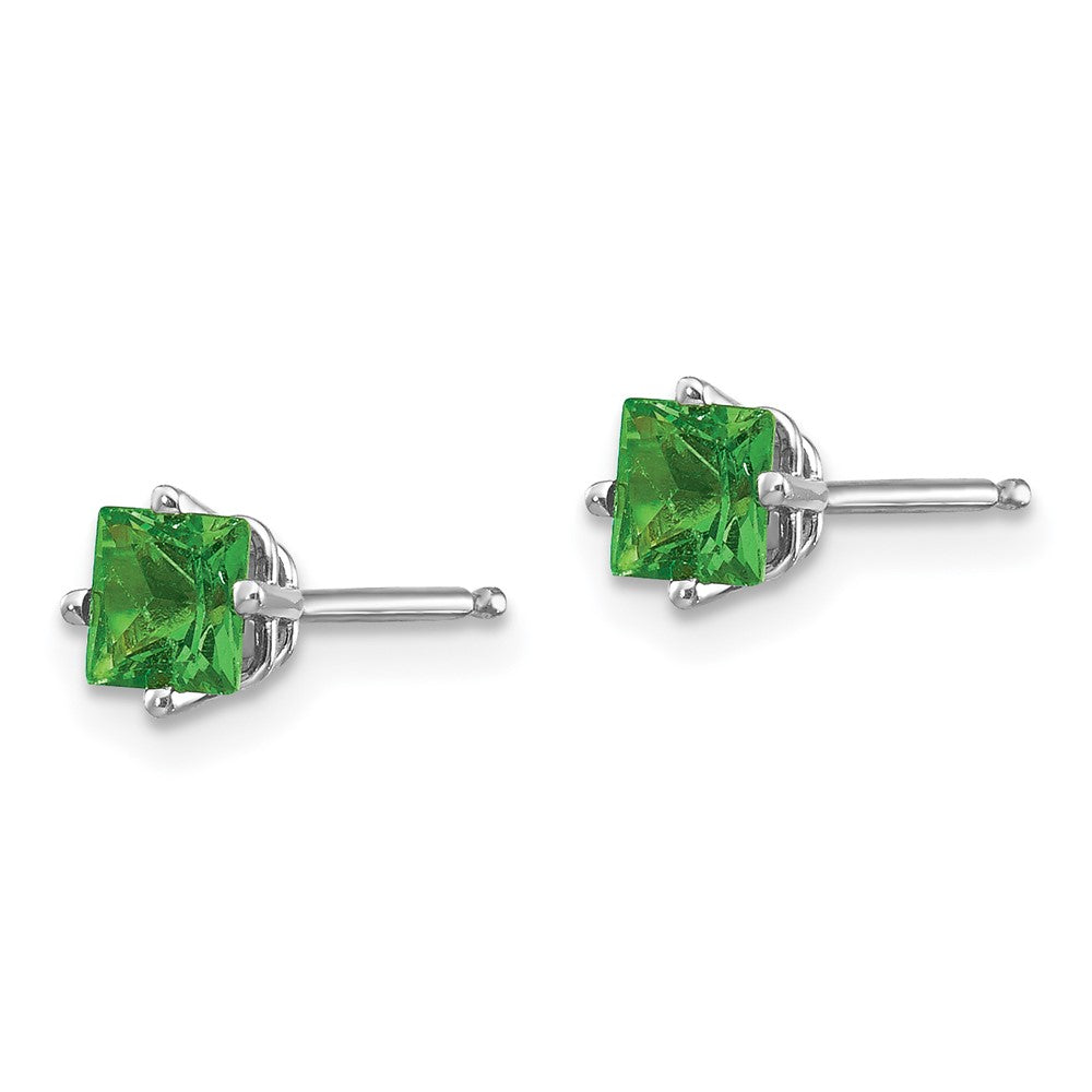 14k White Gold Tsavorite Post Earrings