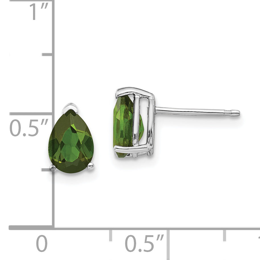 14K White Gold Green Tourmaline Earrings