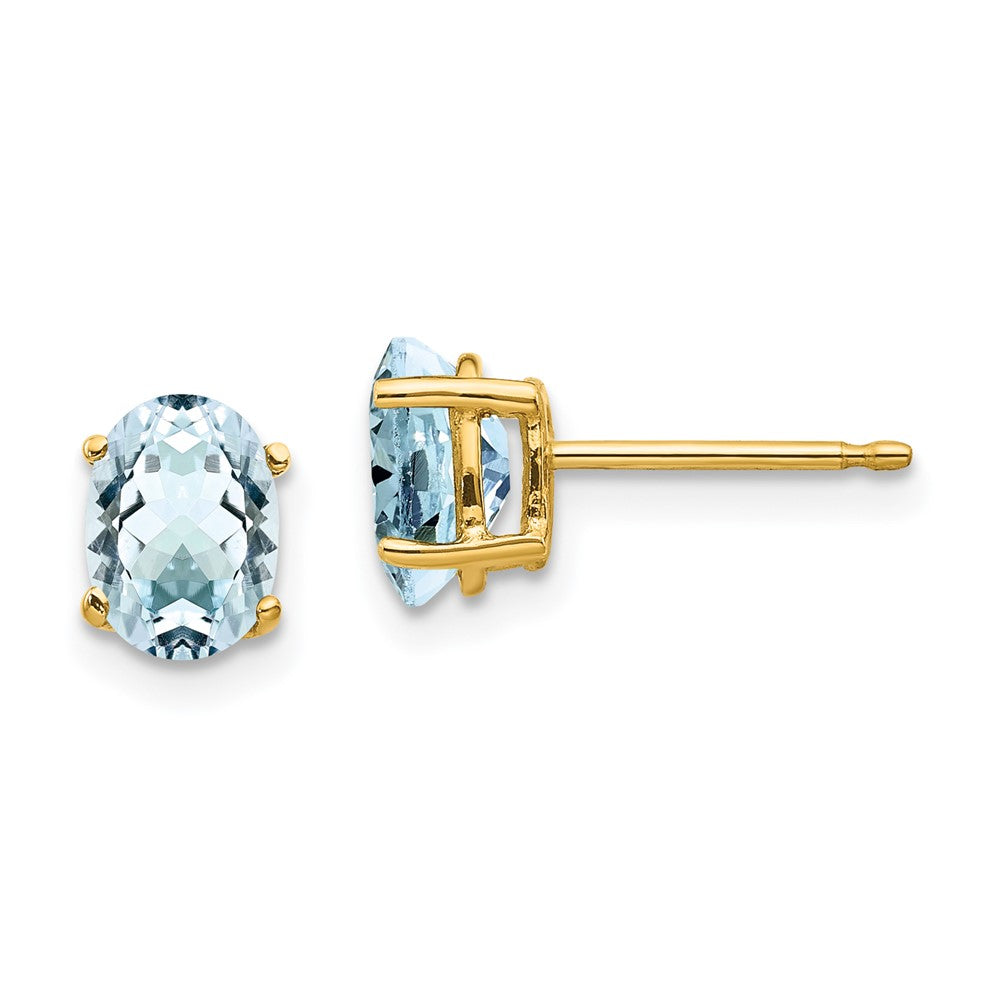 14k Aquamarine Post Earrings