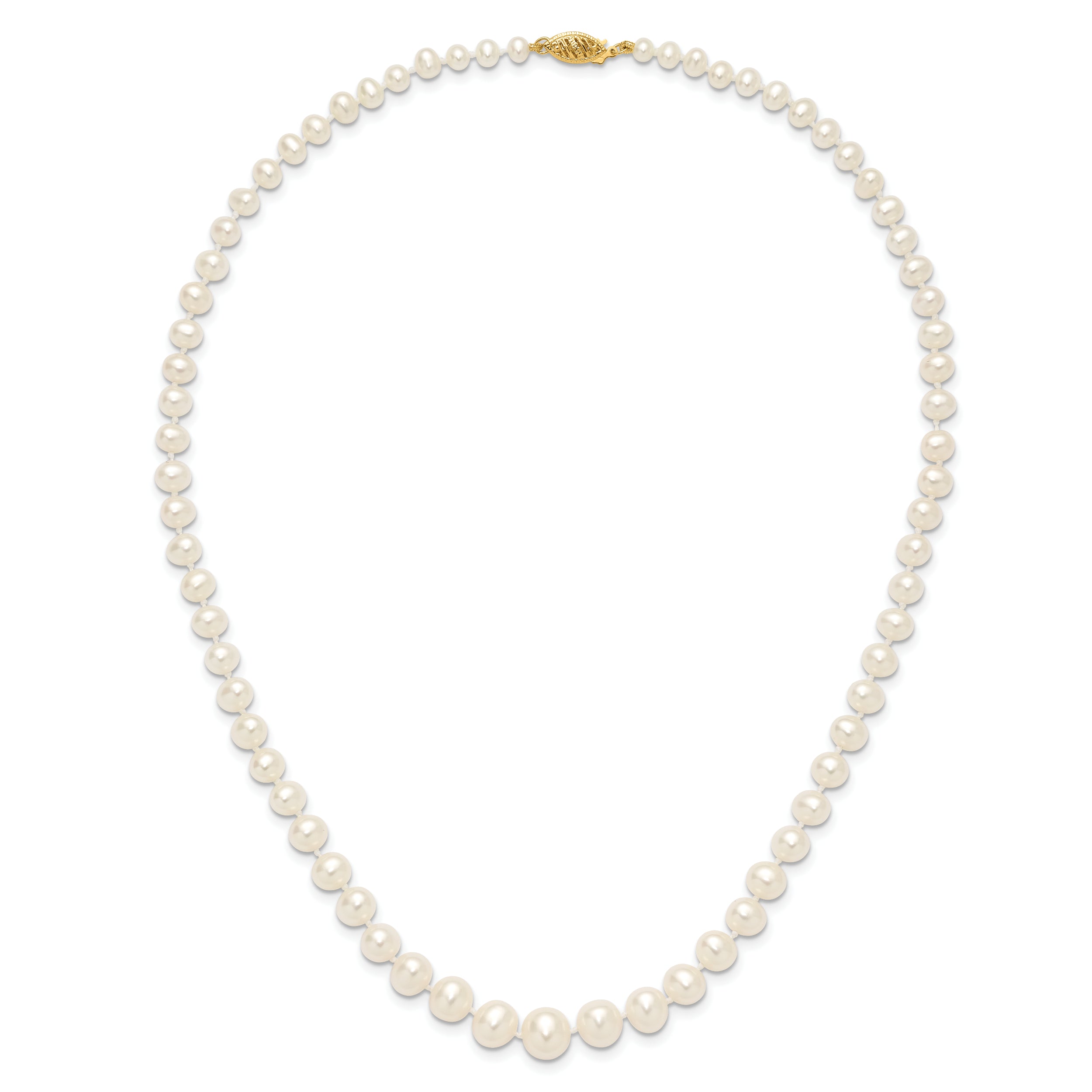 14k 4-8mm White Freshwater Cultured Pearl Graduated 18 inch Necklace