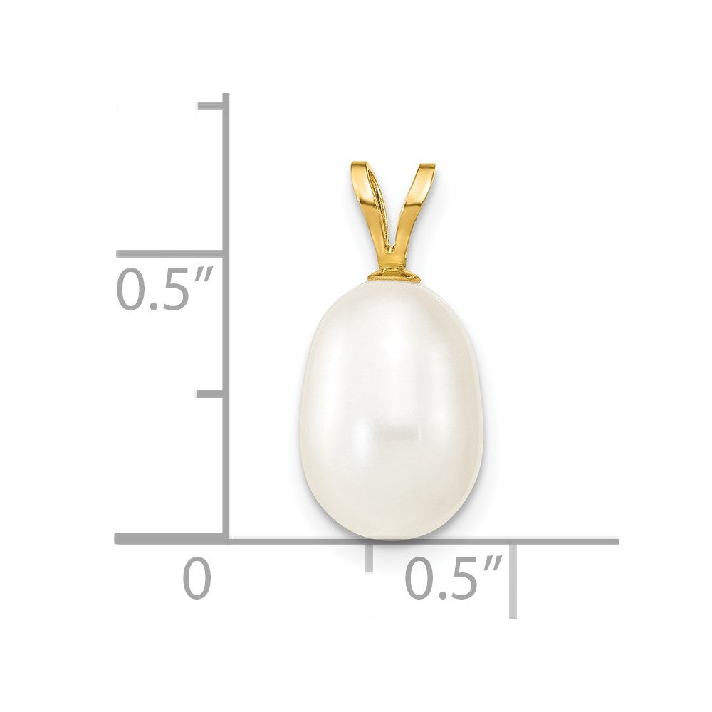 14K 8-9mm White Rice Freshwater Cultured Pearl Pendant
