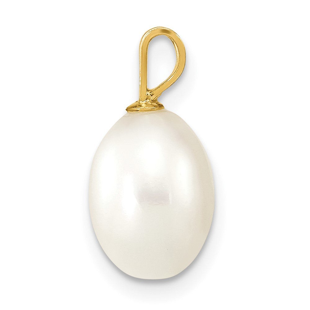 14K 7-8mm White Rice Freshwater Cultured Pearl Pendant