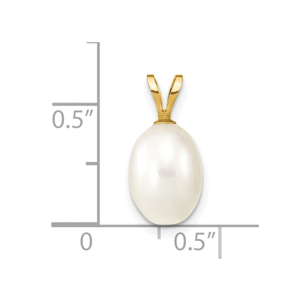14K 7-8mm White Rice Freshwater Cultured Pearl Pendant