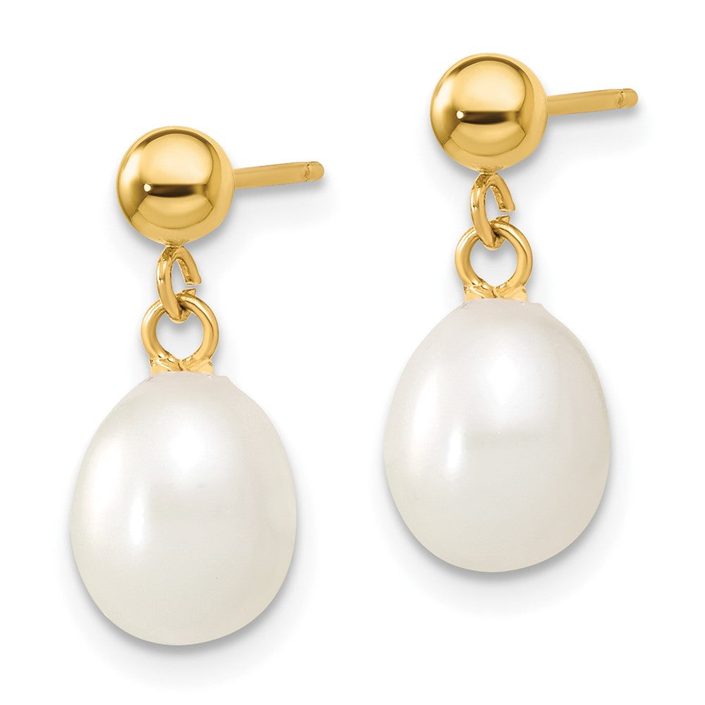 14k 7-8mm Semi-round FW Cultured Pearl 18 in. Necklace & Post Earring Set