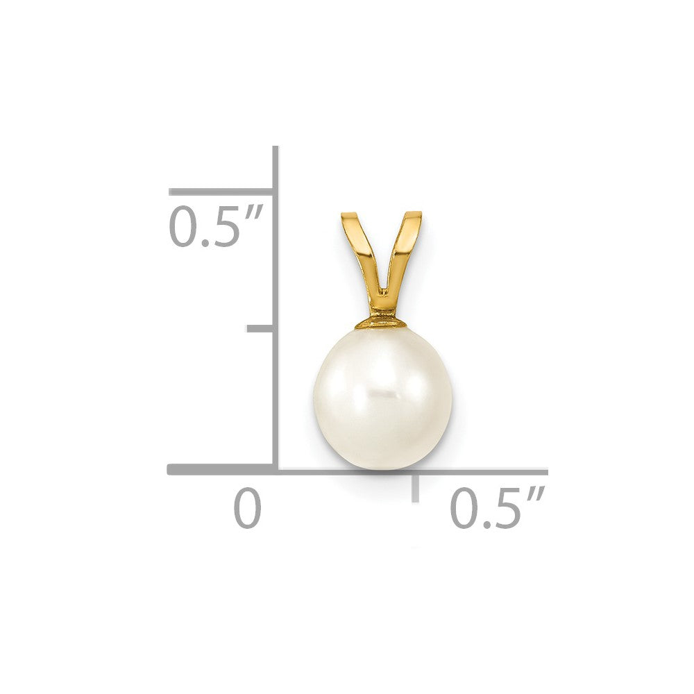 14K 6-7mm White Round Freshwater Cultured Pearl Pendant