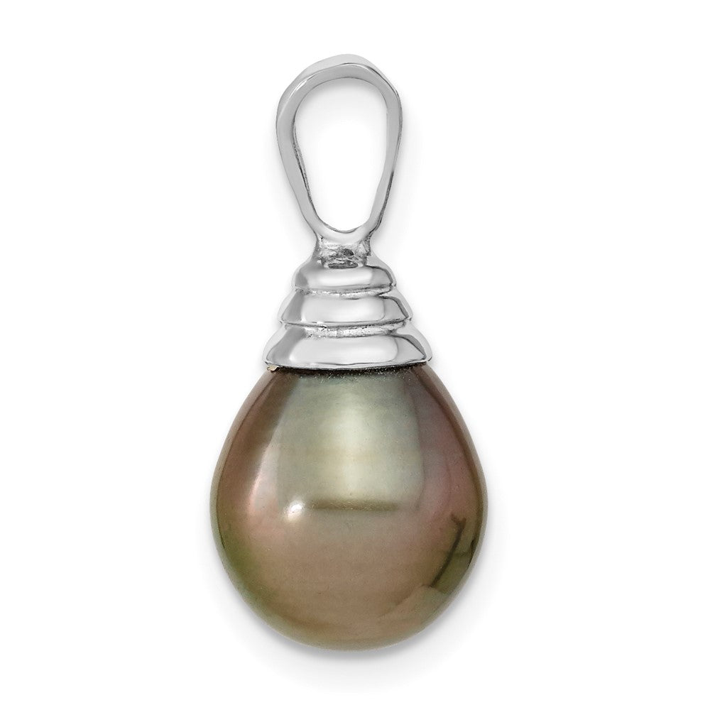 14k White Gold 10-11mm Teardrop Saltwater Cultured Tahitian Pearl Pendant