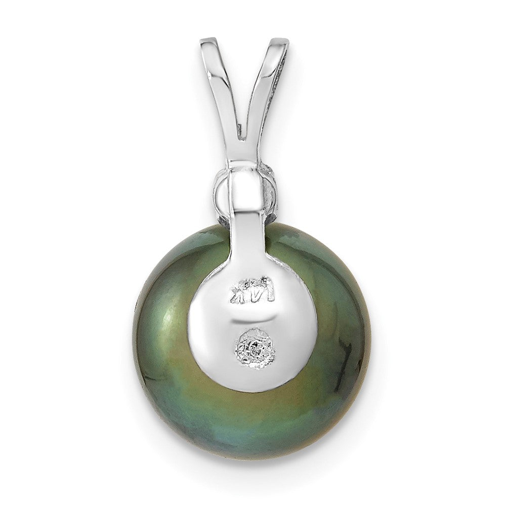 14k WG 10-11mm Round Saltwater Cultured Tahitian Pearl .05ct Dia. Pendant