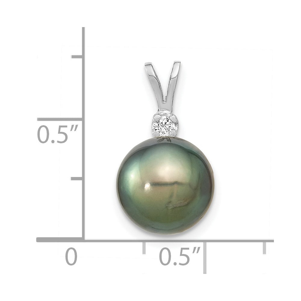 14k WG 10-11mm Round Saltwater Cultured Tahitian Pearl .05ct Dia. Pendant