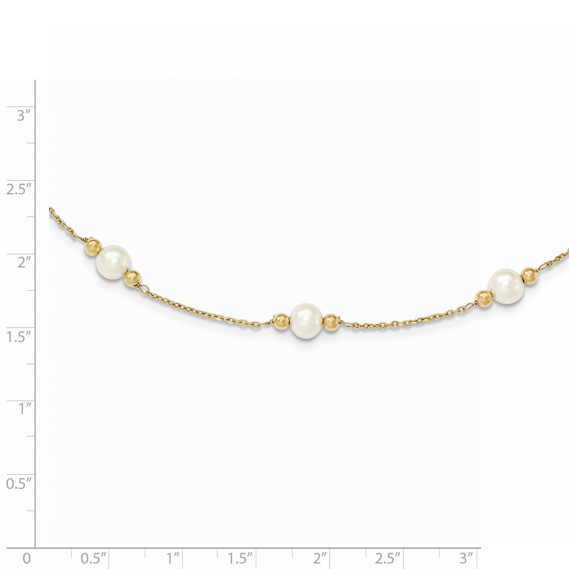 14k 5-6mm White Near-Round Freshwater Cultured Pearl Beaded 5-Station 7.5 inch Bracelet