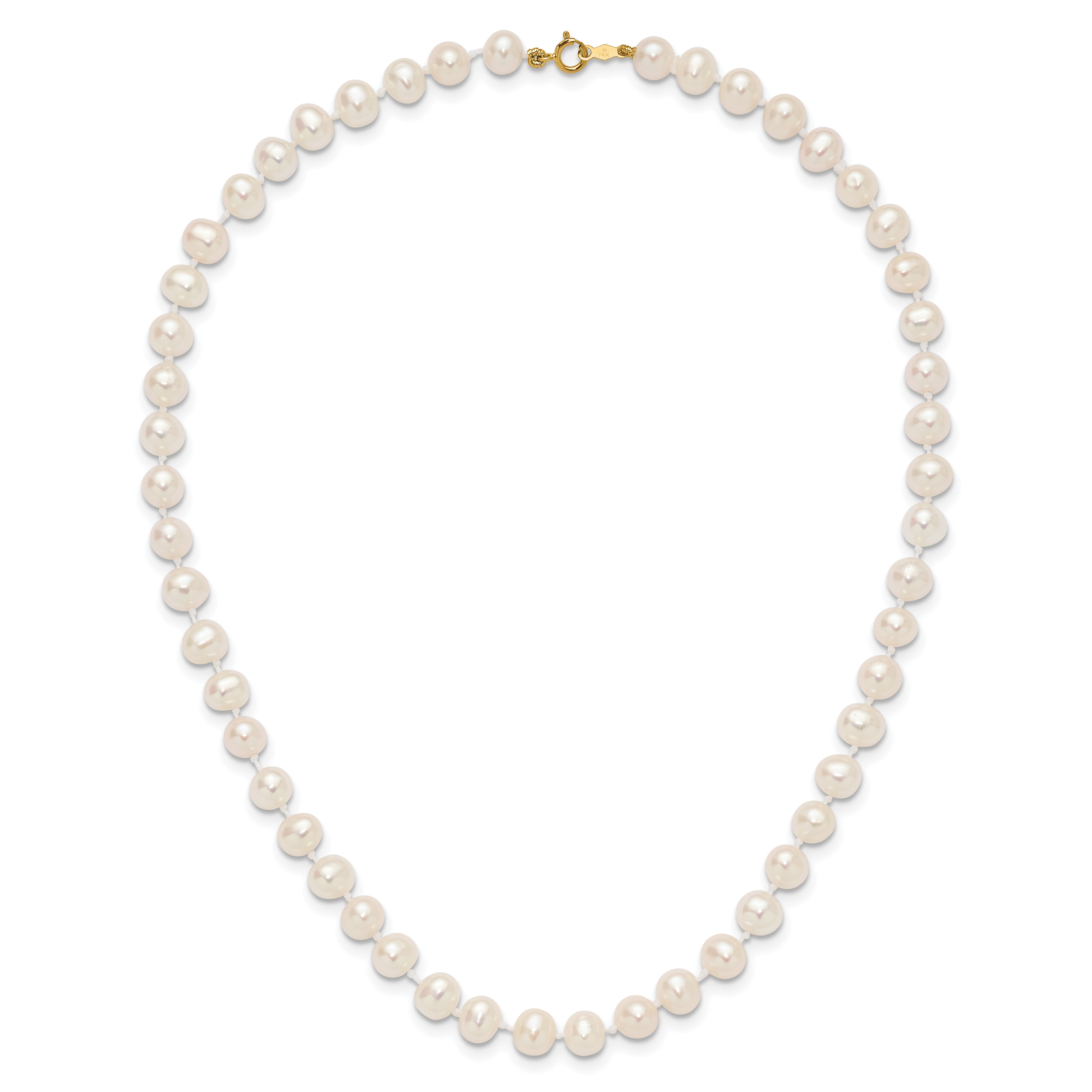 14k 6-7mm White Semi-Round Freshwater Cultured Pearl 14 inch Necklace