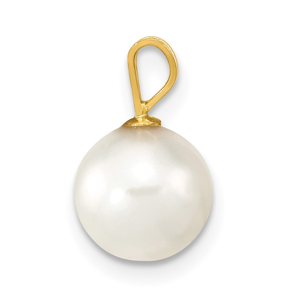 14k Gold 8-9mm Round White Saltwater Akoya Cultured Pearl Pendant