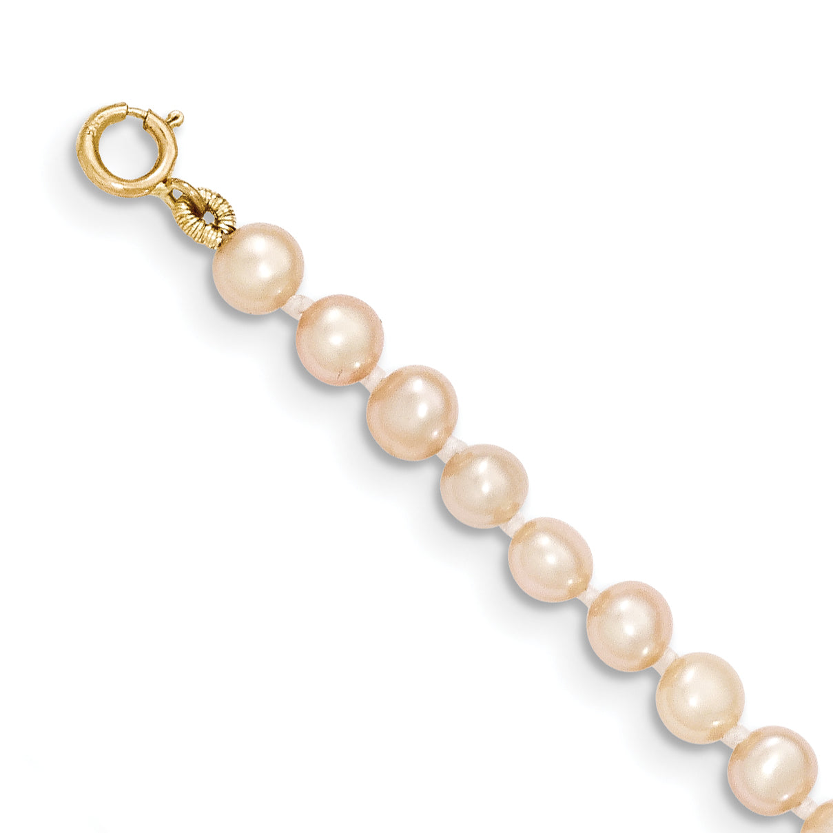 14K 3-4Mm Pink Near Round Freshwater Cultured Pearl Bracelet