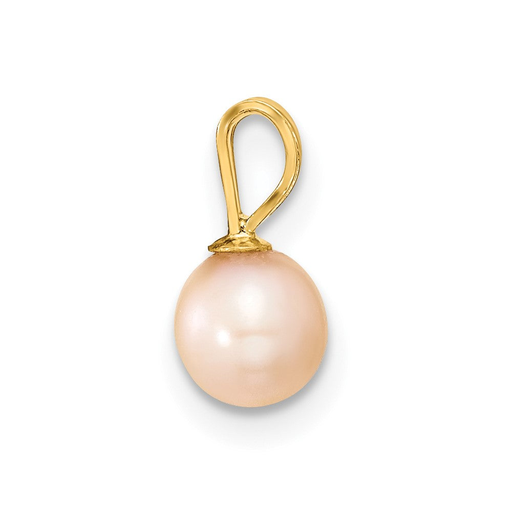 14k Gold 5-6mm Pink Round Pink Freshwater Cultured Pearl Pendant