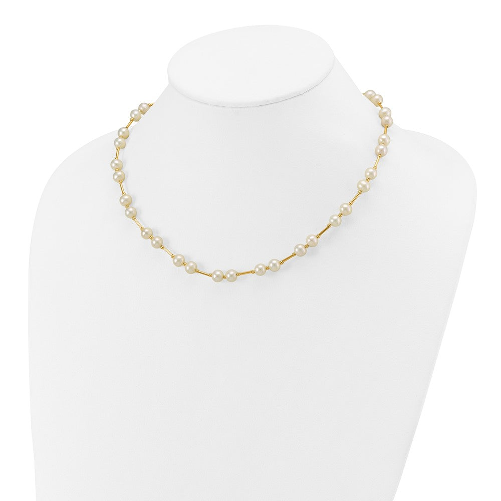 14K 6-7mm White Near Round Freshwater Cultured Pearl Bead Necklace