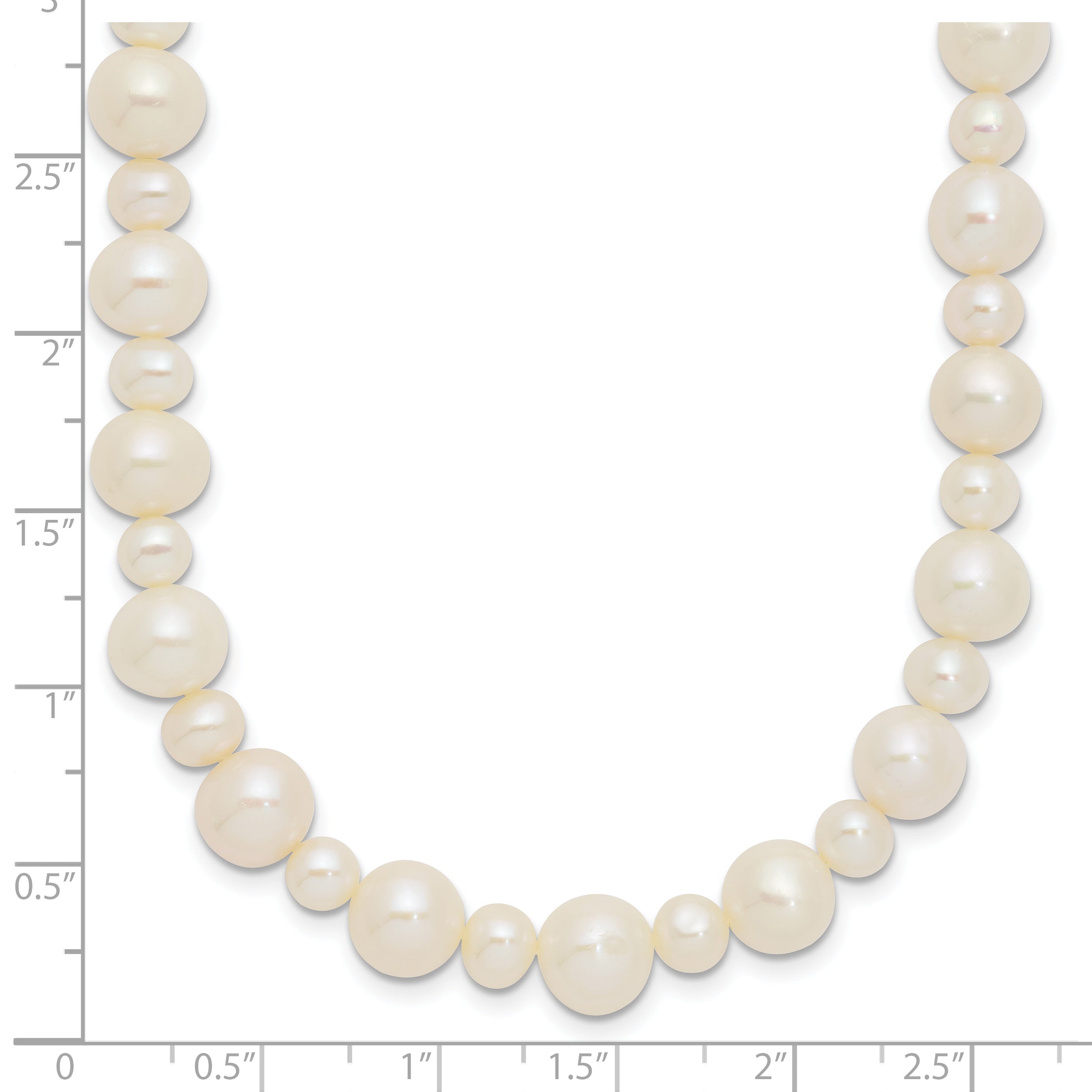 14K White Gold 5-8Mm White Near Round Freshwater Cultured Pearl Necklace
