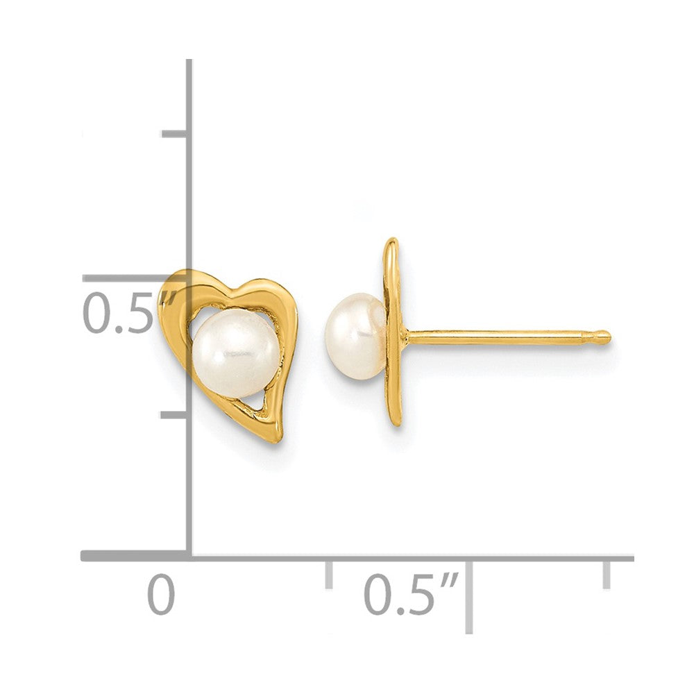 14k 3-4mm White Button Freshwater Cultured Pearl Post Earrings