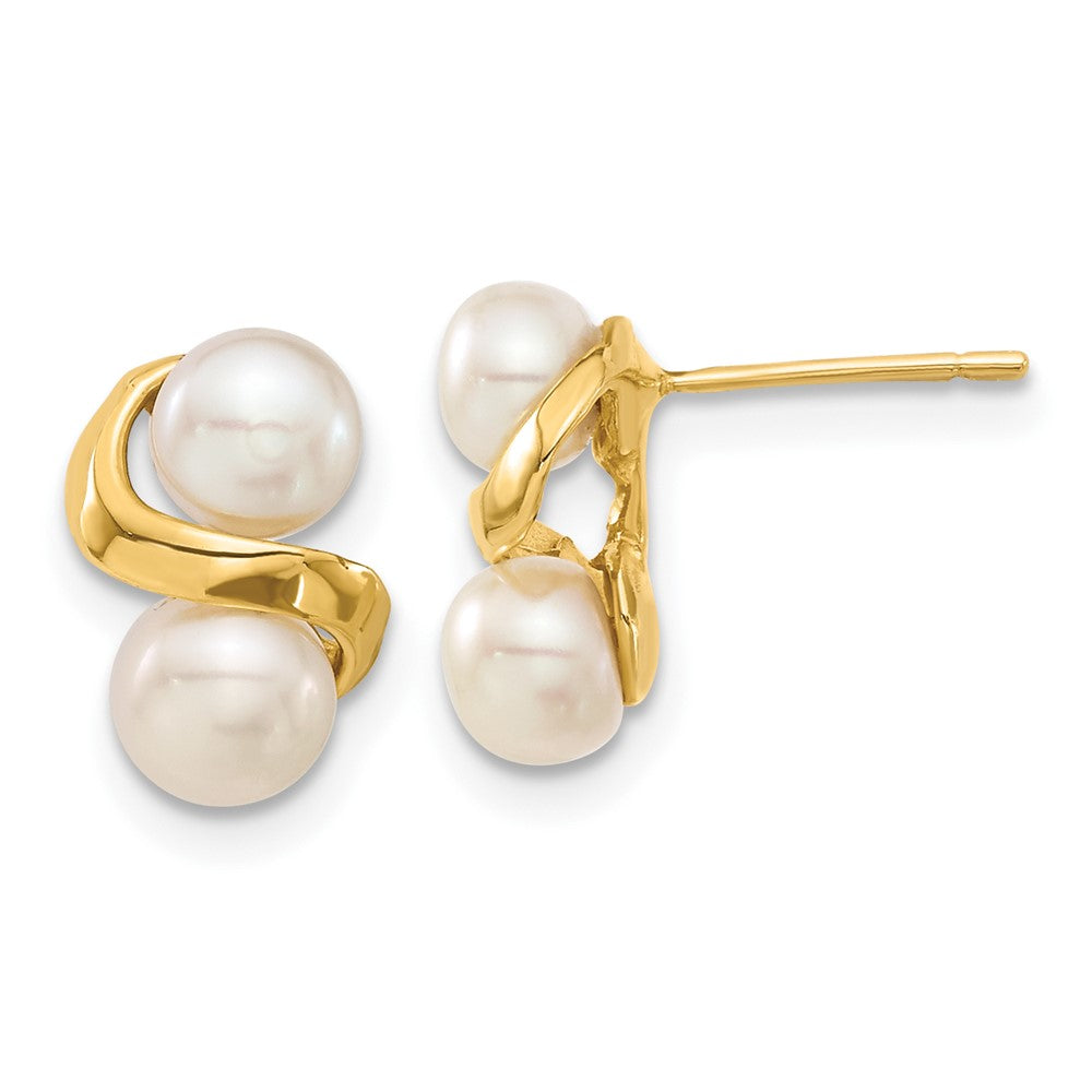 14k 5-6mm White Button FWC Pearl Earring and Pendant Set