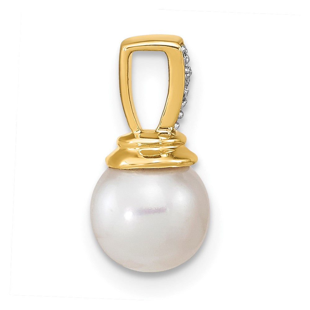 14k 6-7mm Freshwater Cultured Pearl and Diamond Polished Pendant