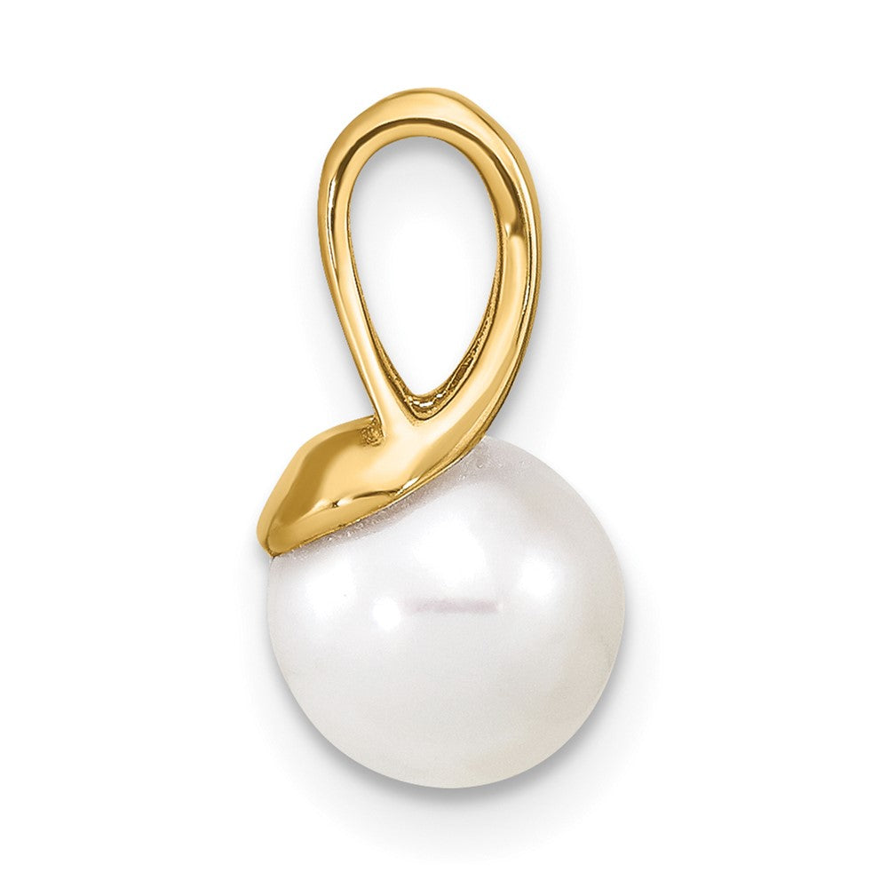 14K 7-8mm White Freshwater Cultured Pearl Polished Pendant