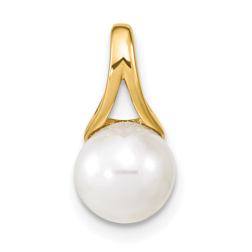 14K 7-8mm White Freshwater Cultured Pearl Polished Pendant