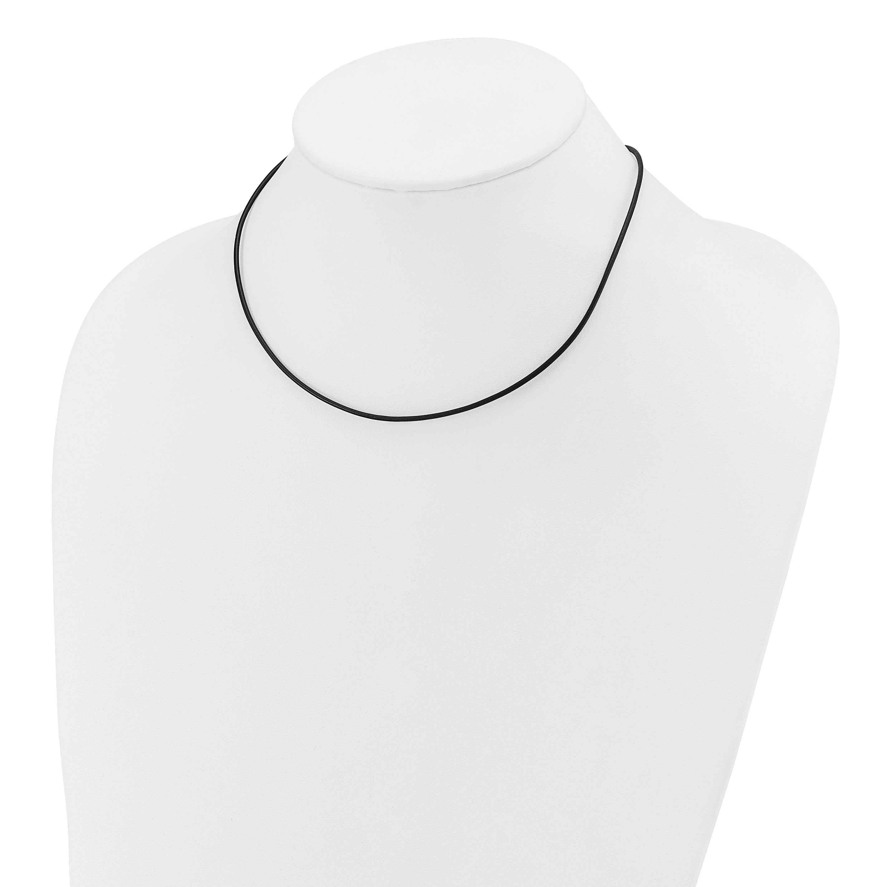 14k Yellow Clasp 1.5mm 16 inch Black Leather Cord Necklace