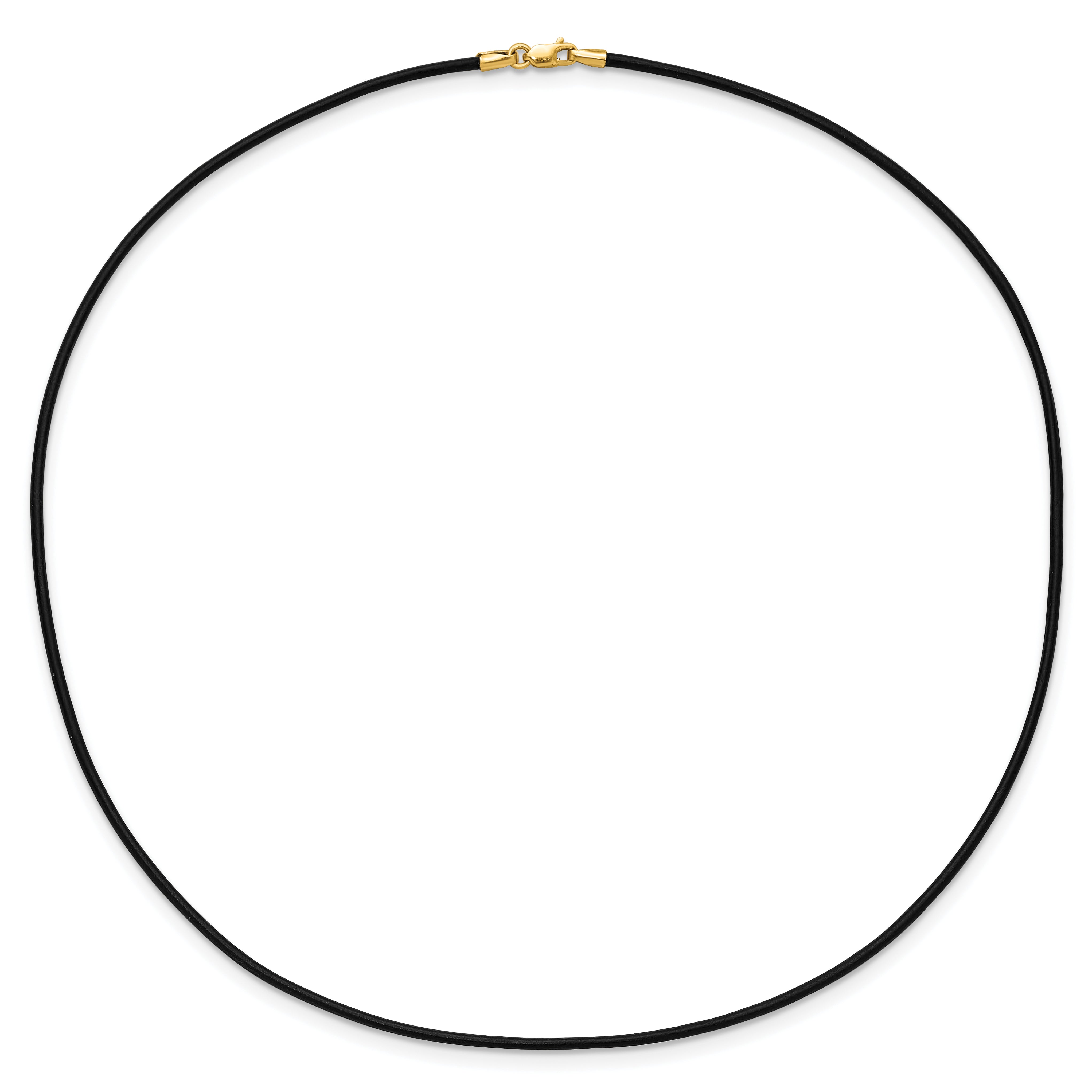 14k Yellow Clasp 1.5mm 16 inch Black Leather Cord Necklace