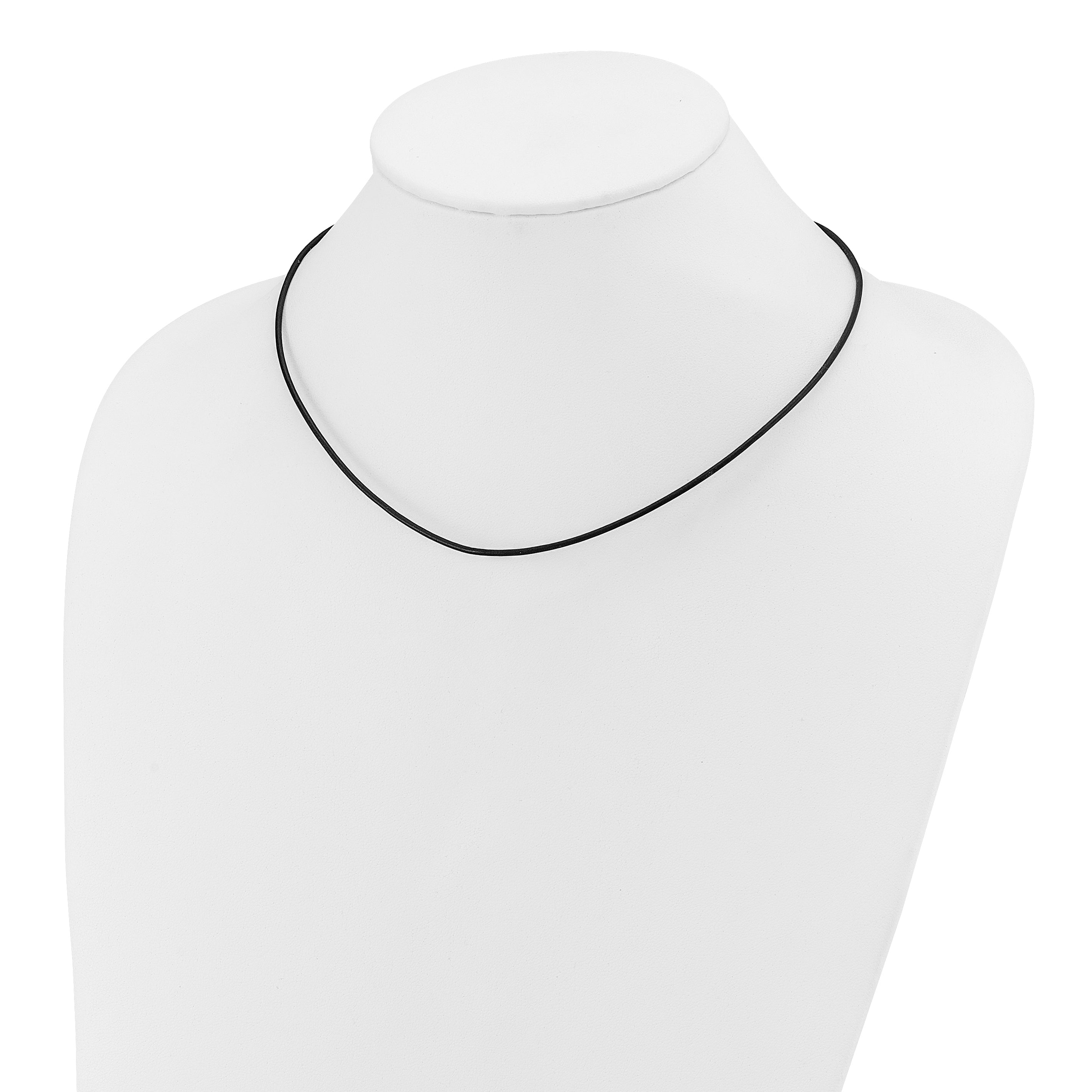 14k Yellow Clasp 1.5mm 16 inch Black Leather Cord Necklace