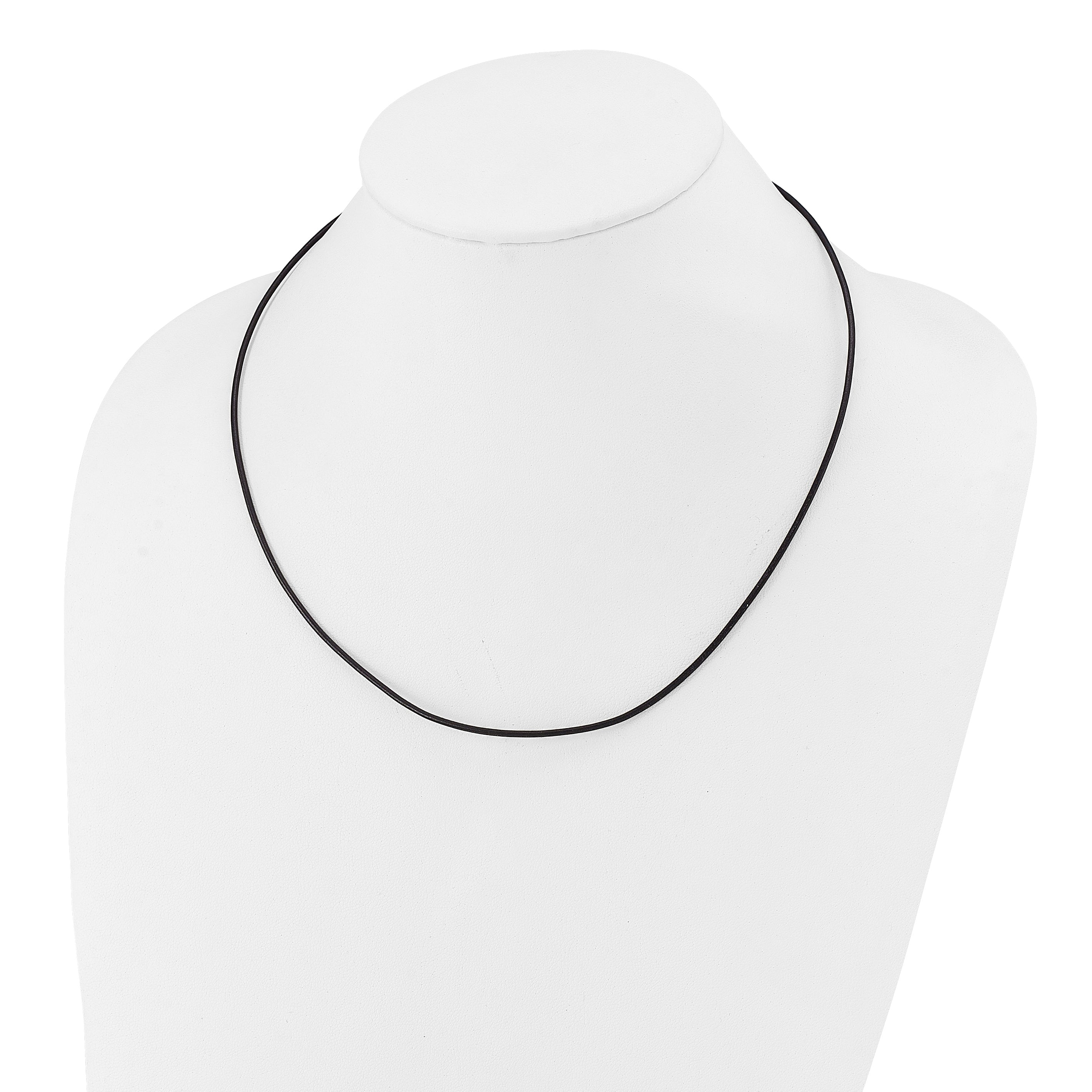 14k White Gold Clasp 1.5mm 16 inch Black Leather Cord Necklace