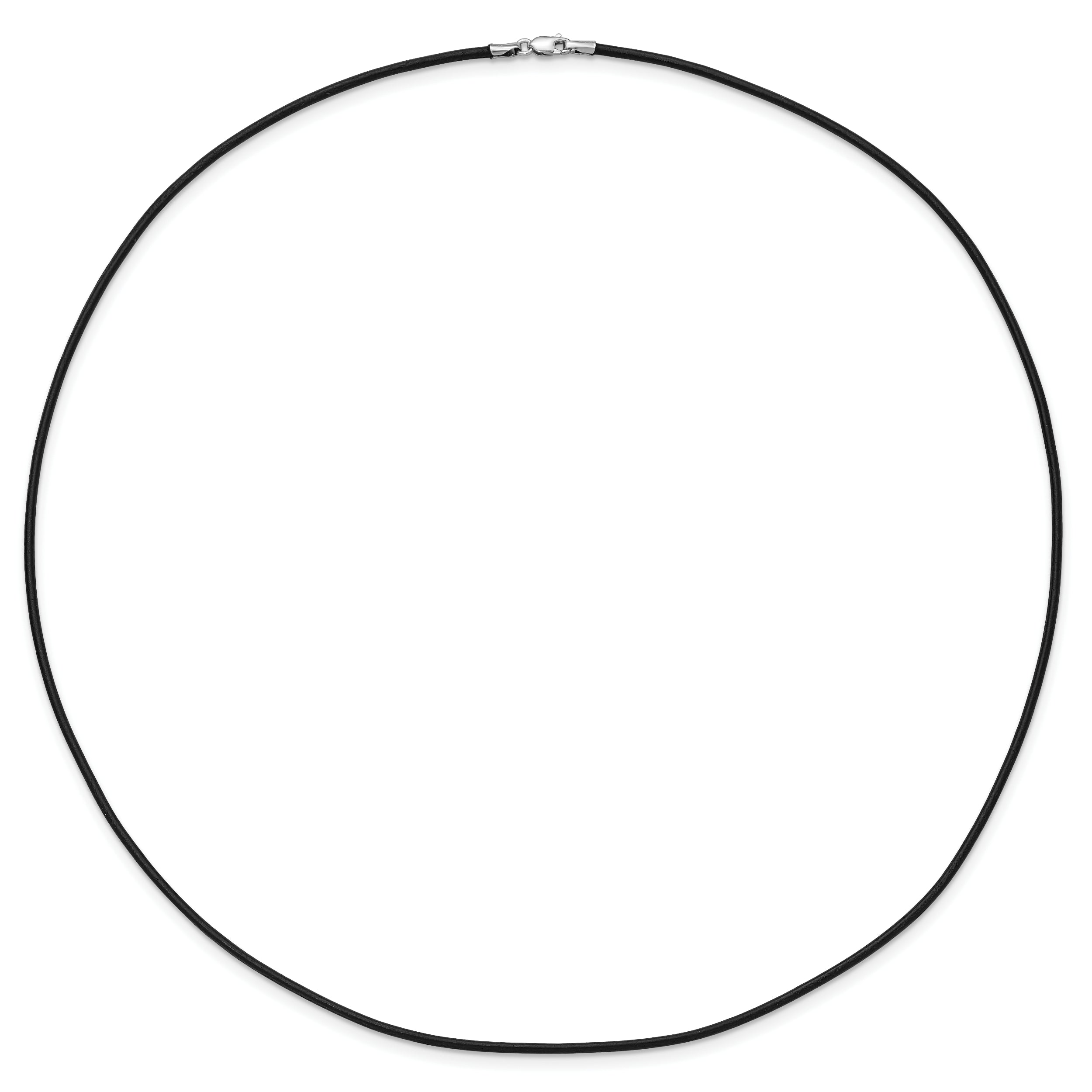 14k White Gold Clasp 1.5mm 16 inch Black Leather Cord Necklace