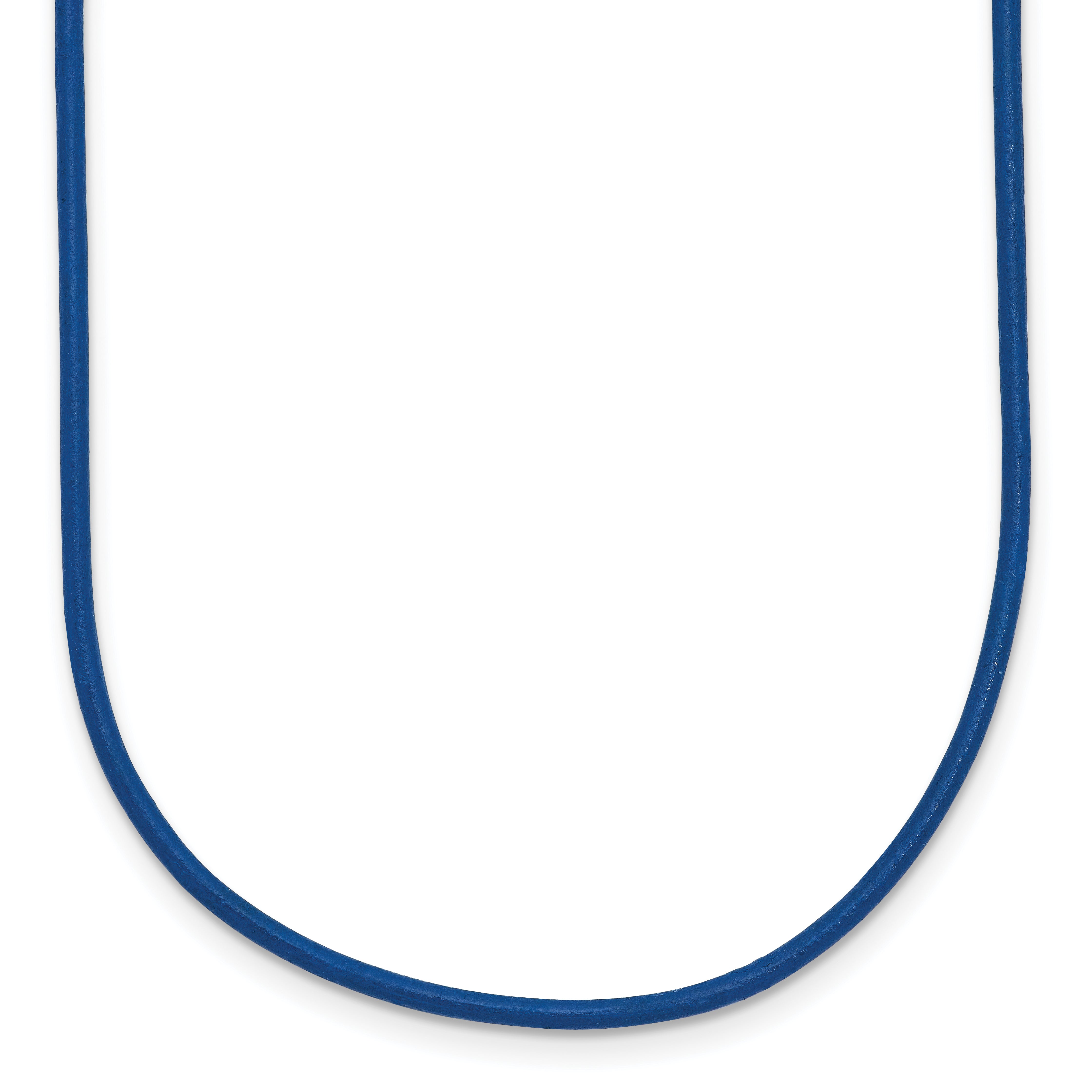 14k Yellow Clasp 1.6mm 16 inch Royal Blue Leather Cord Necklace