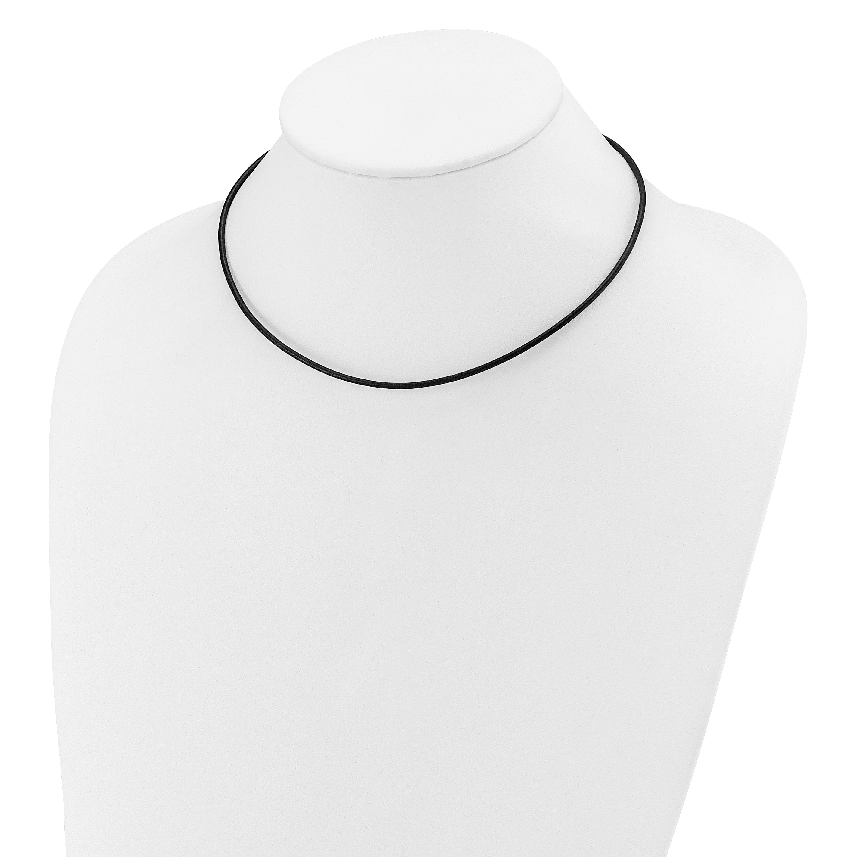 14k White Gold Clasp 2mm 16 inch Black Leather Cord Necklace