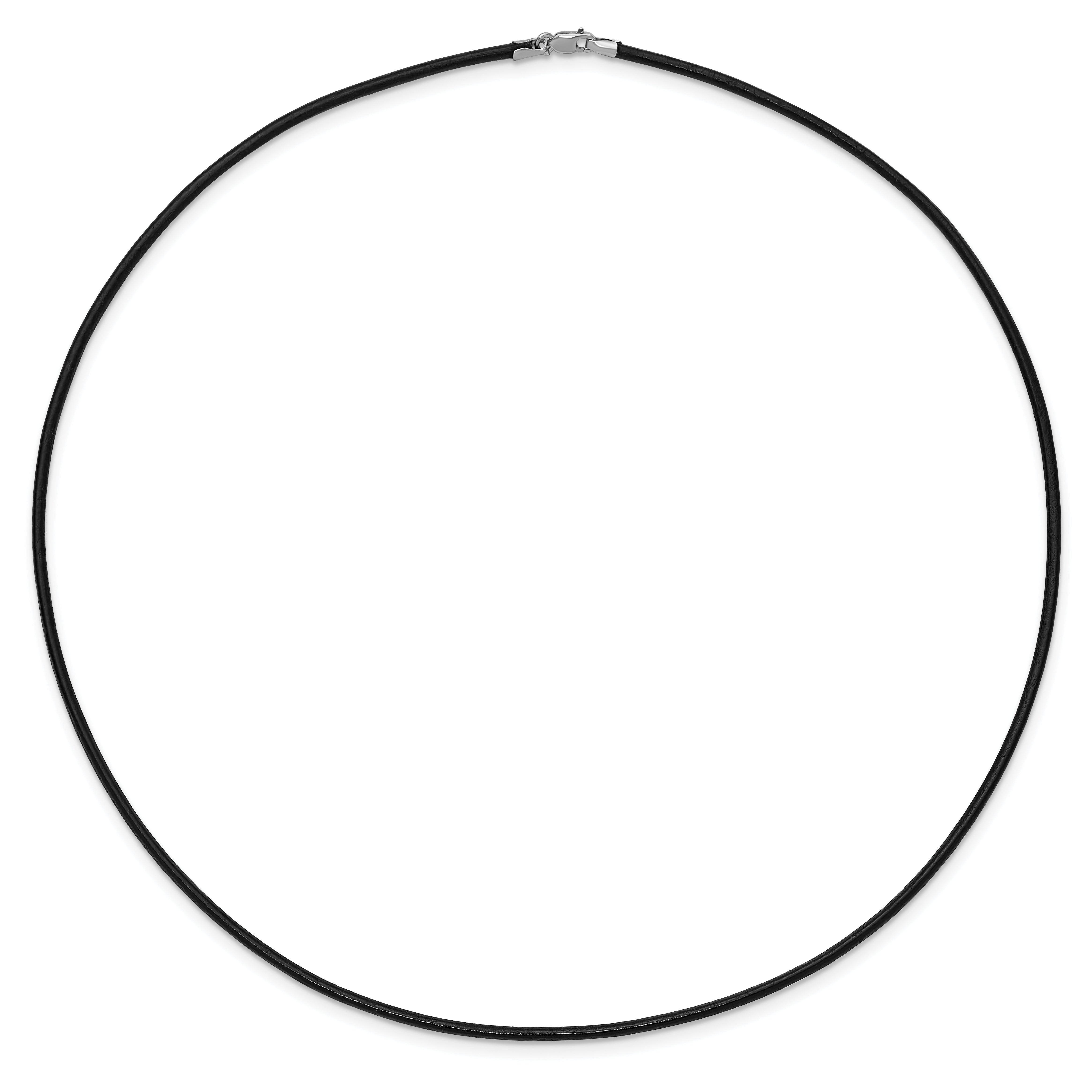 14k White Gold Clasp 2mm 16 inch Black Leather Cord Necklace