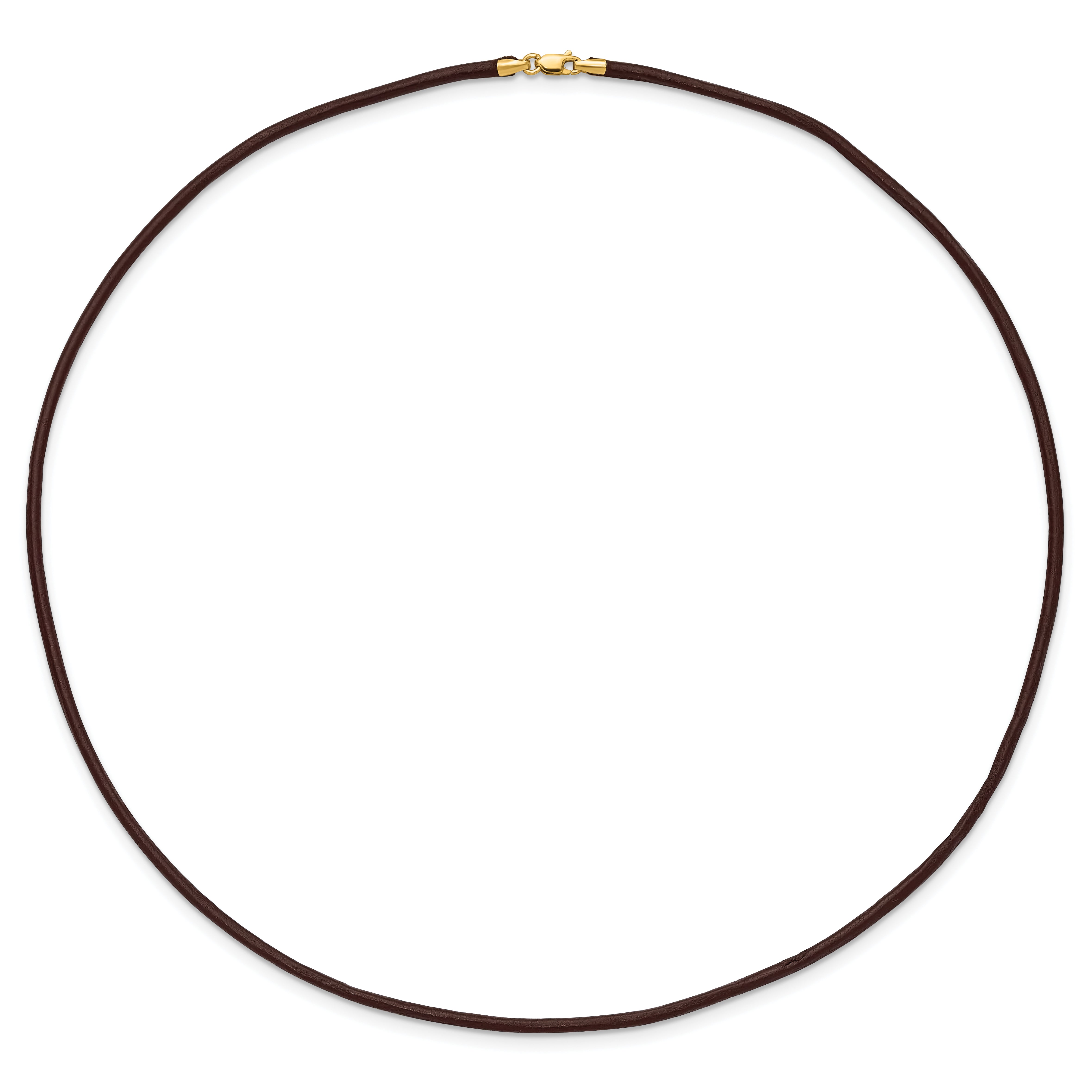 14k Yellow Clasp 2mm 16 inch Brown Leather Cord Necklace