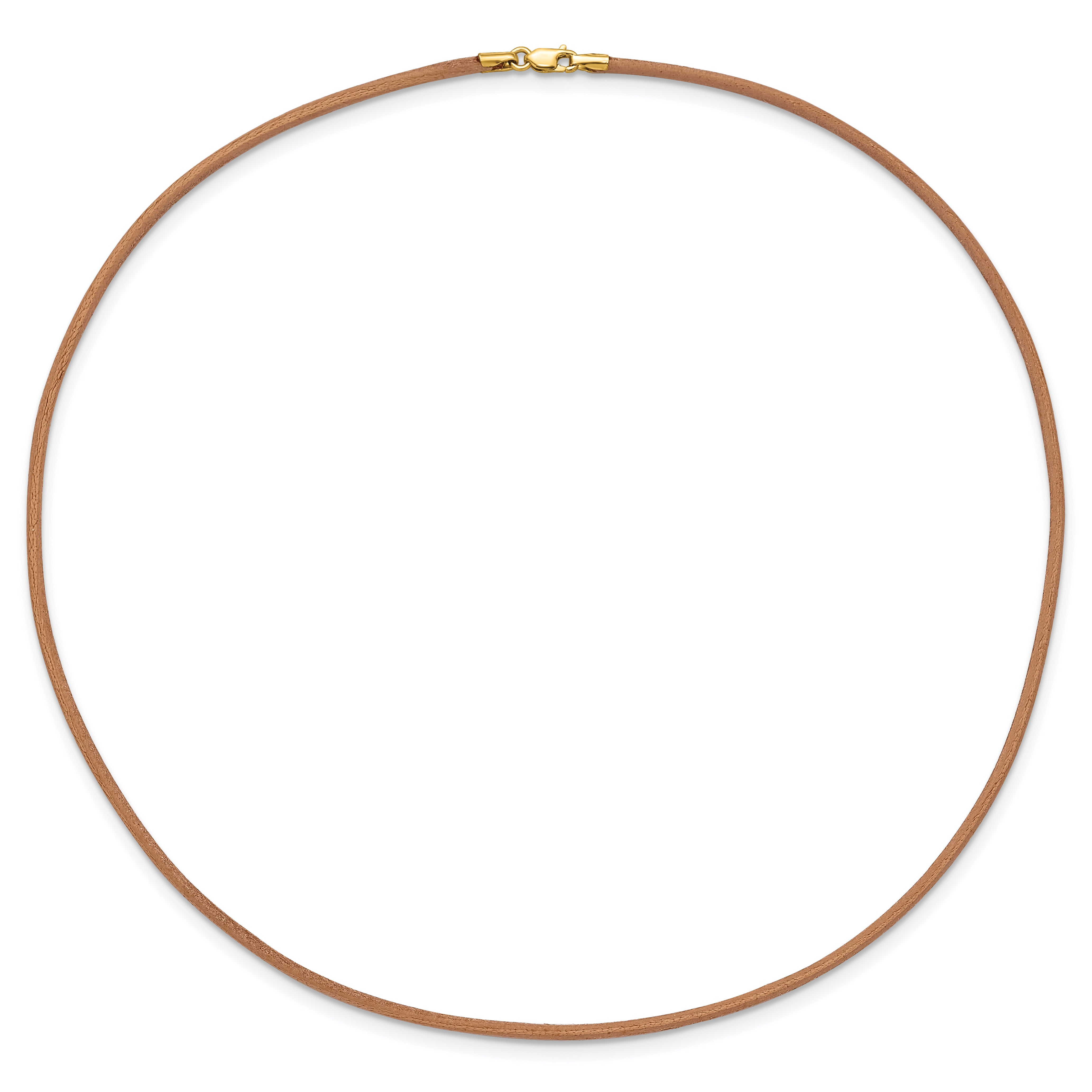 14k Yellow Clasp 2mm 16 inch Natural Leather Cord Necklace