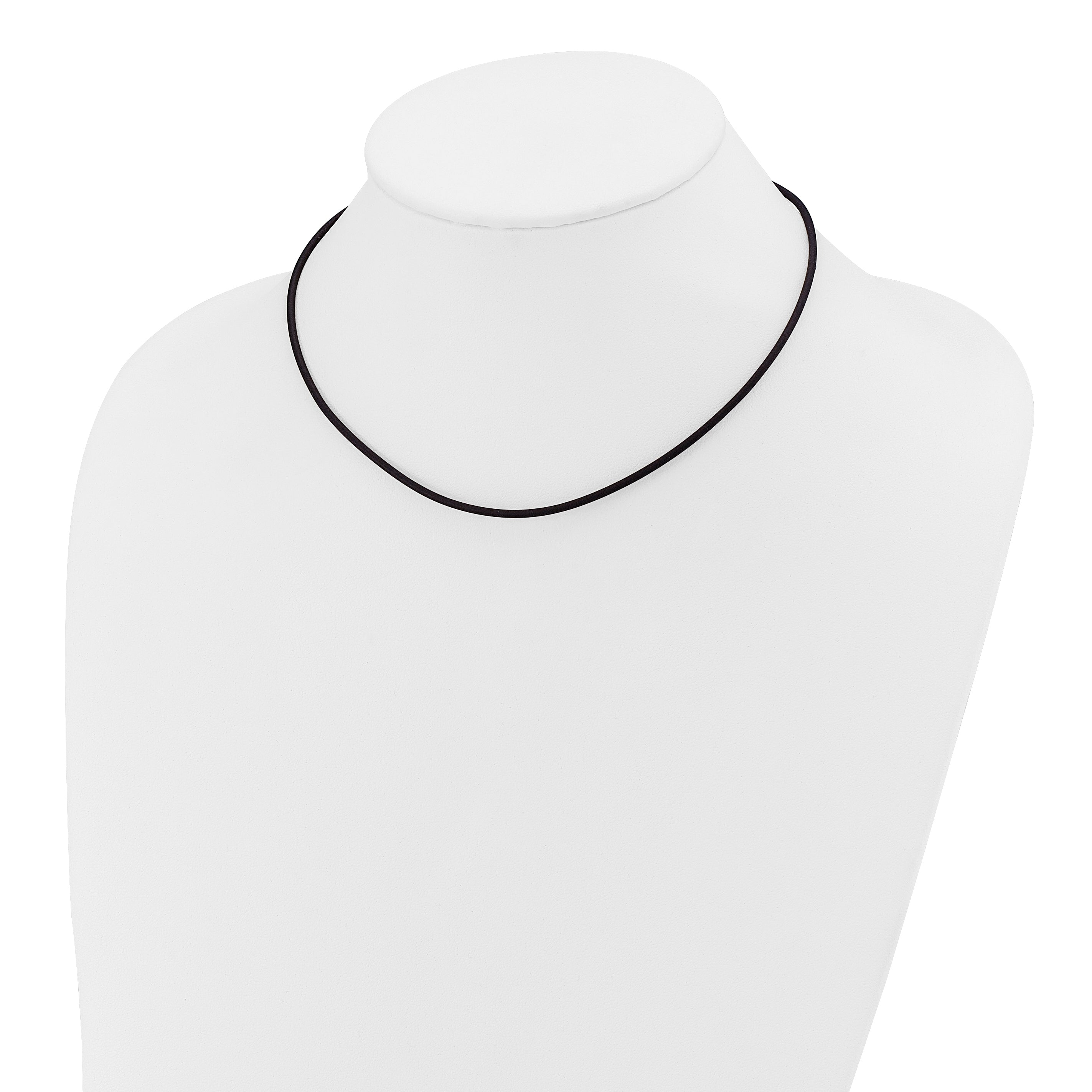 14k Yellow Clasp 2mm 16 inch Black Rubber Cord Necklace