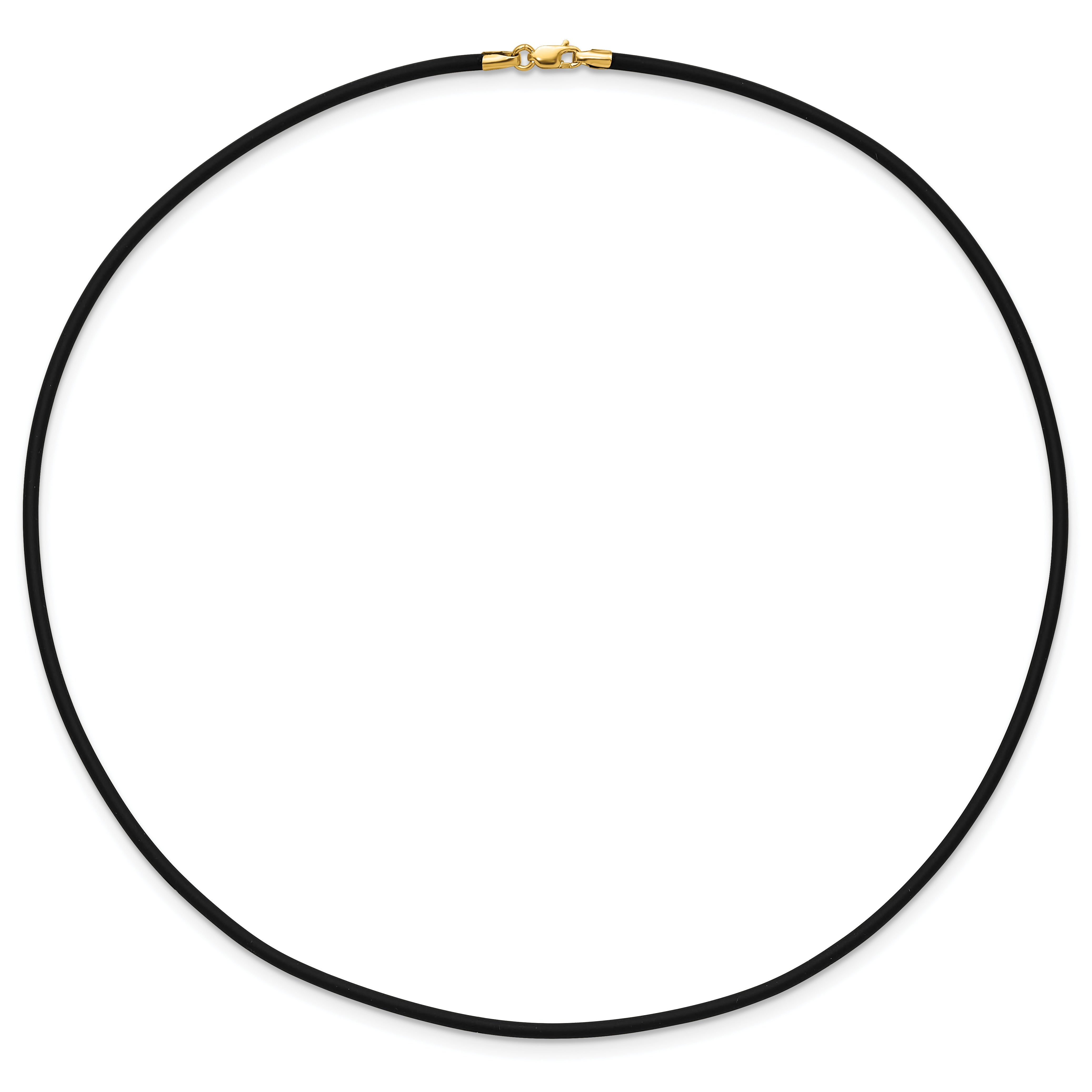 14k Yellow Clasp 2mm 16 inch Black Rubber Cord Necklace