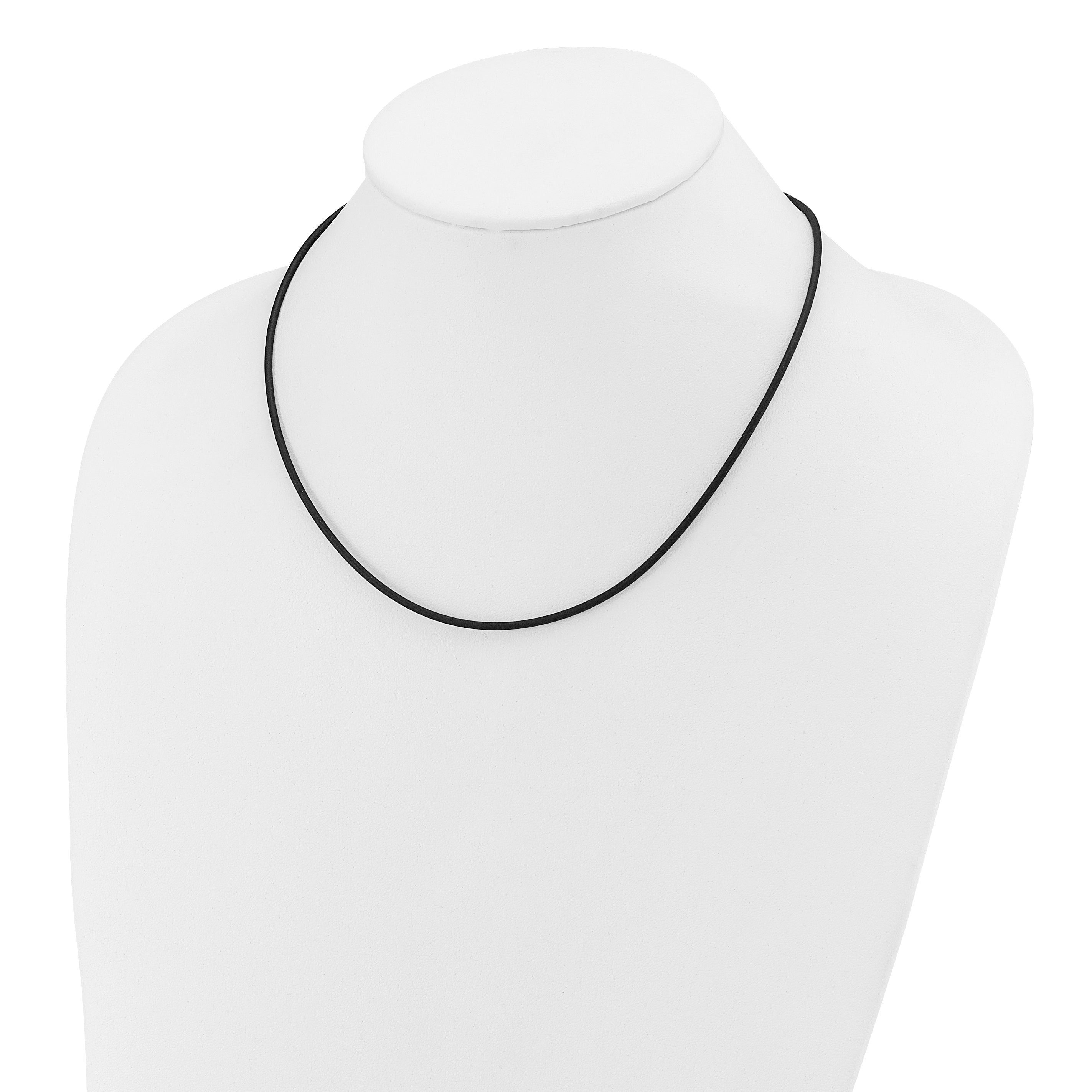 14k Yellow Clasp 2mm 16 inch Black Rubber Cord Necklace