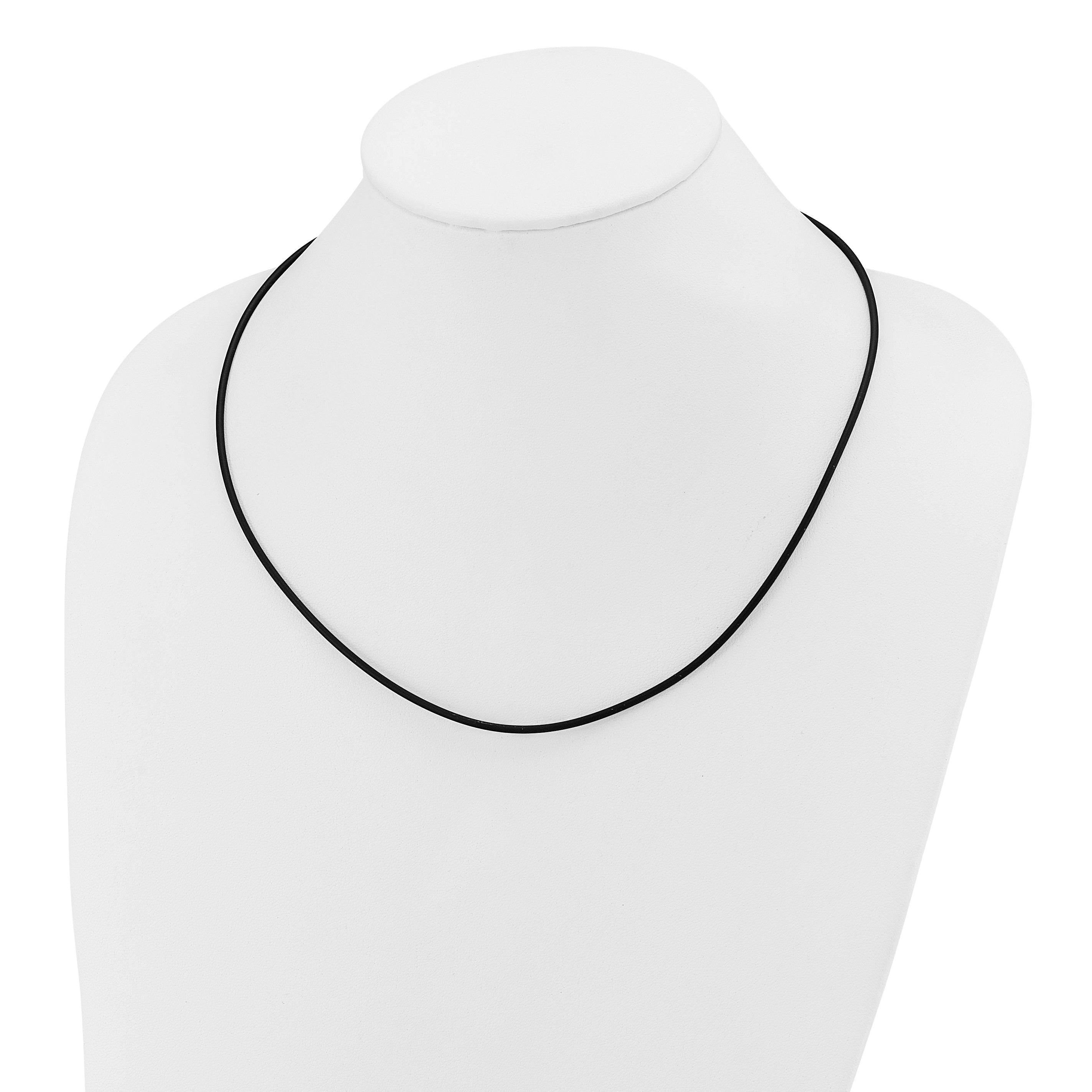 14k Yellow Clasp 2mm 16 inch Black Rubber Cord Necklace