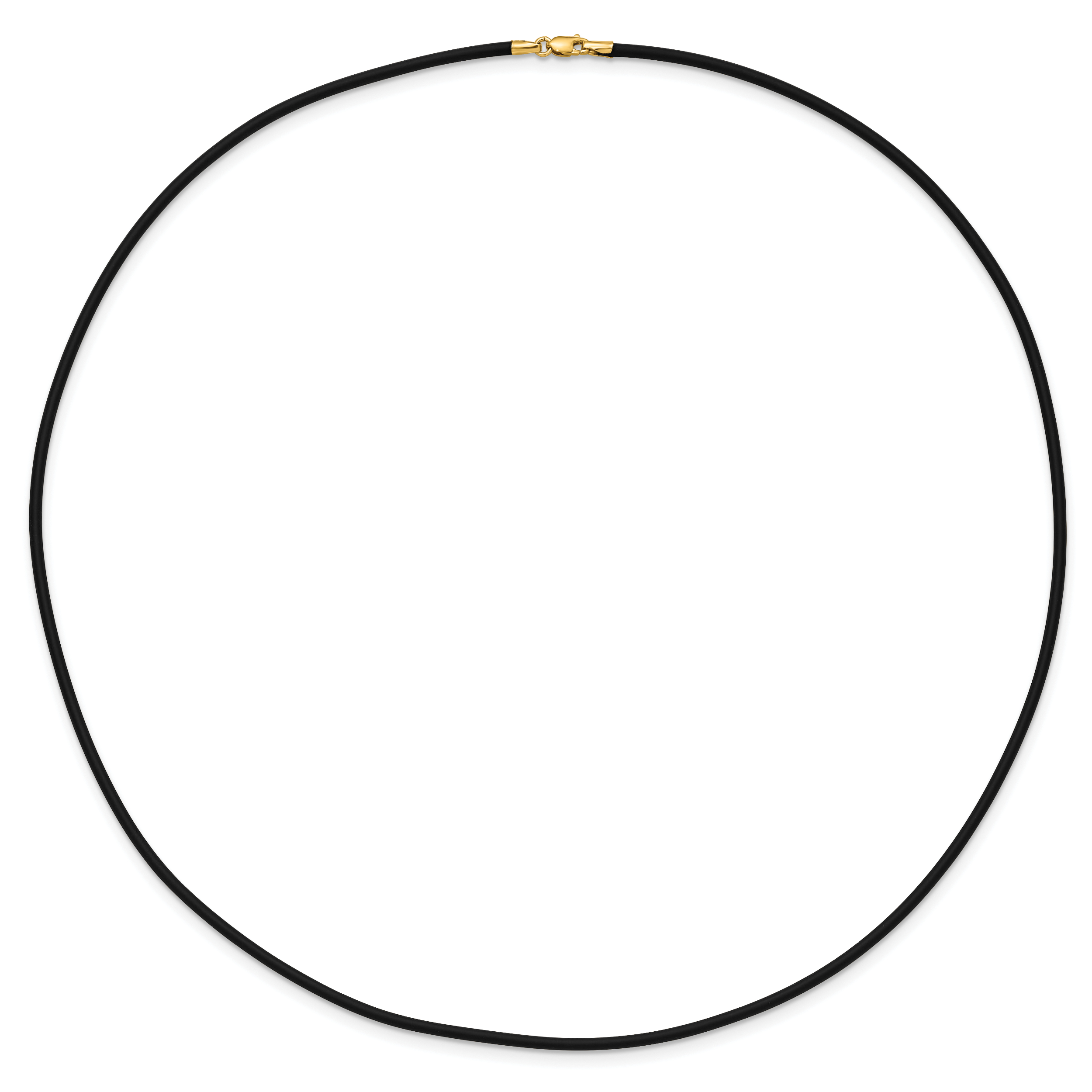 14k Yellow Clasp 2mm 16 inch Black Rubber Cord Necklace