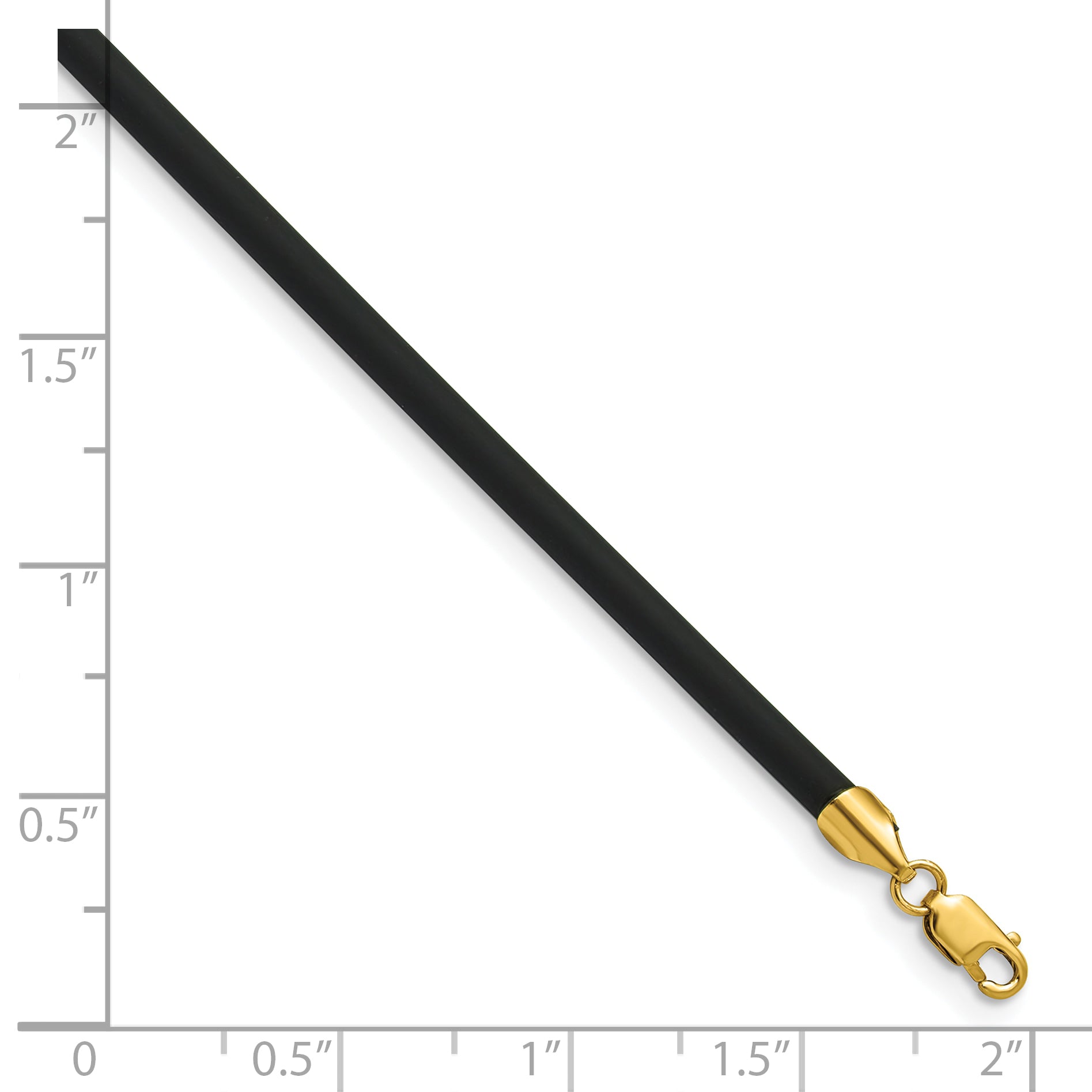 14k Yellow Clasp 3mm 16 inch Black Rubber Cord Necklace